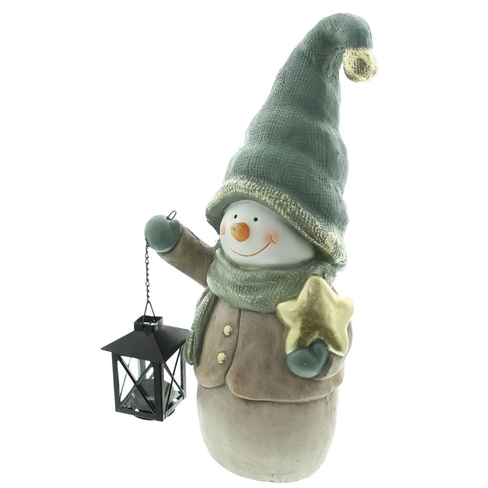 Home-trends24.de Dekofigur LED Schneemman mit Laterne Weihnachten Winter Deko 43 cm