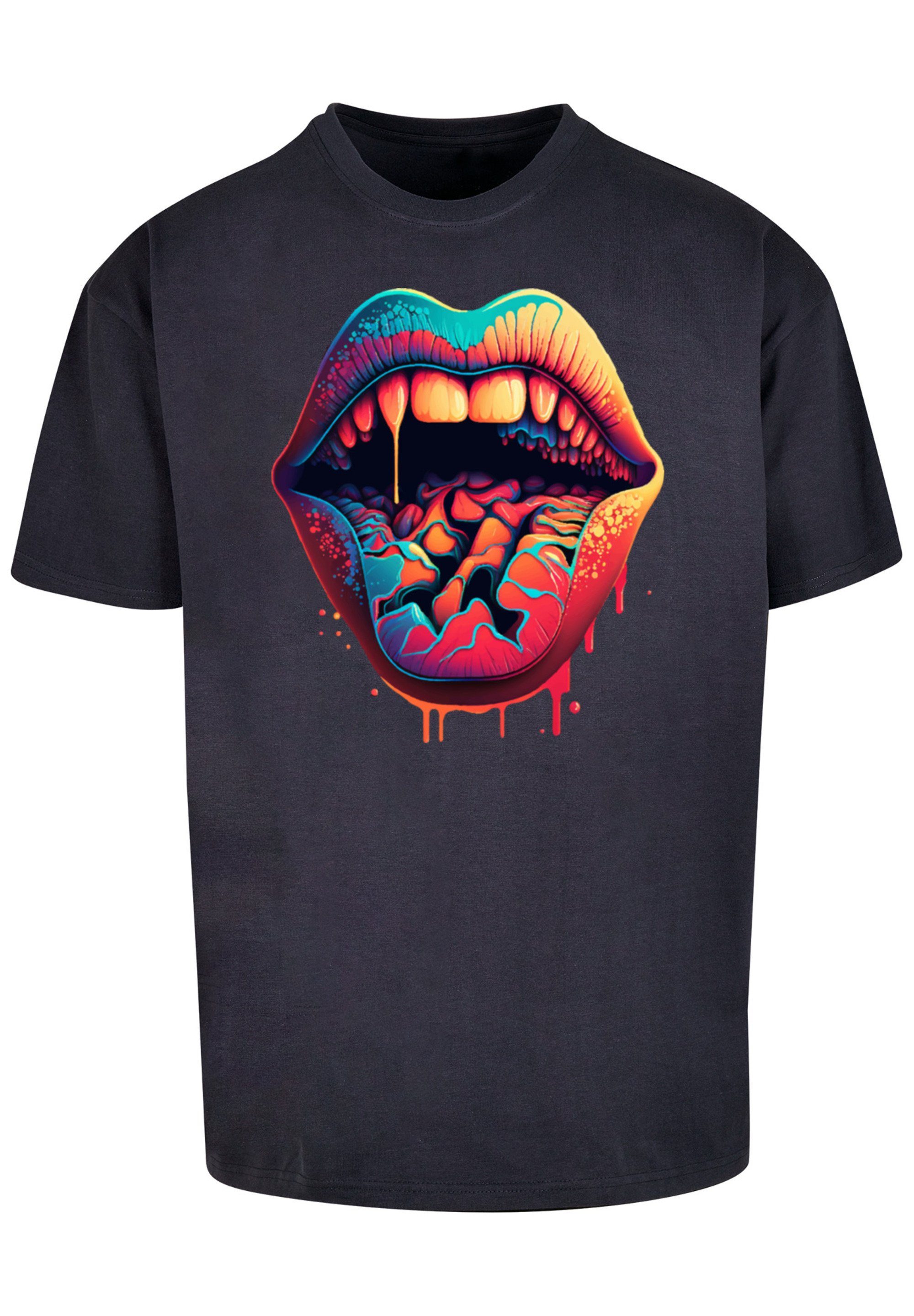 T-Shirt Print F4NT4STIC OVERSIZE TEE Drooling Lips navy