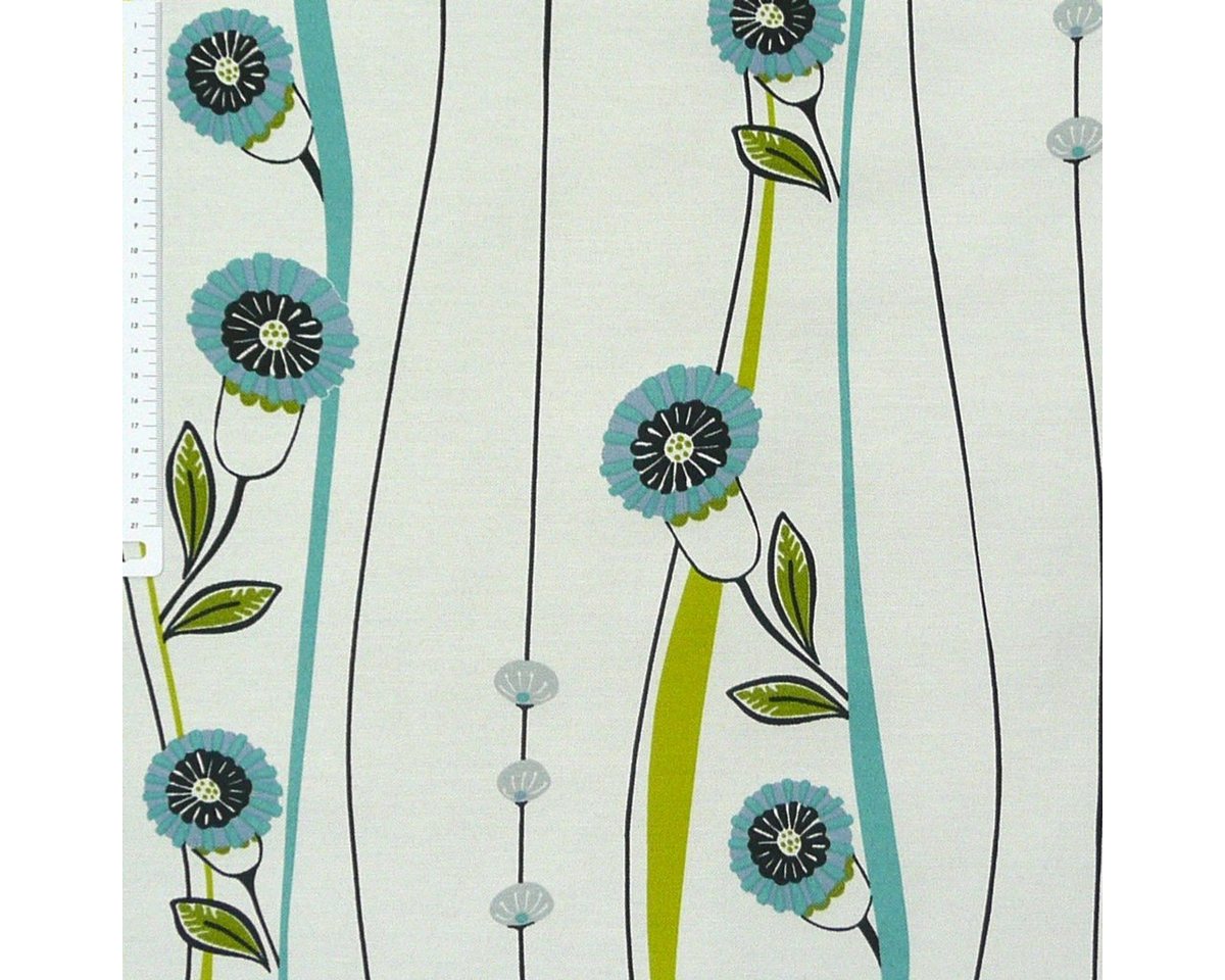 Thumbnail - SCHÖNER LEBEN. Stoff Stoff Dekostoff Gardinenstoff Meterware Blumen Ranken blau