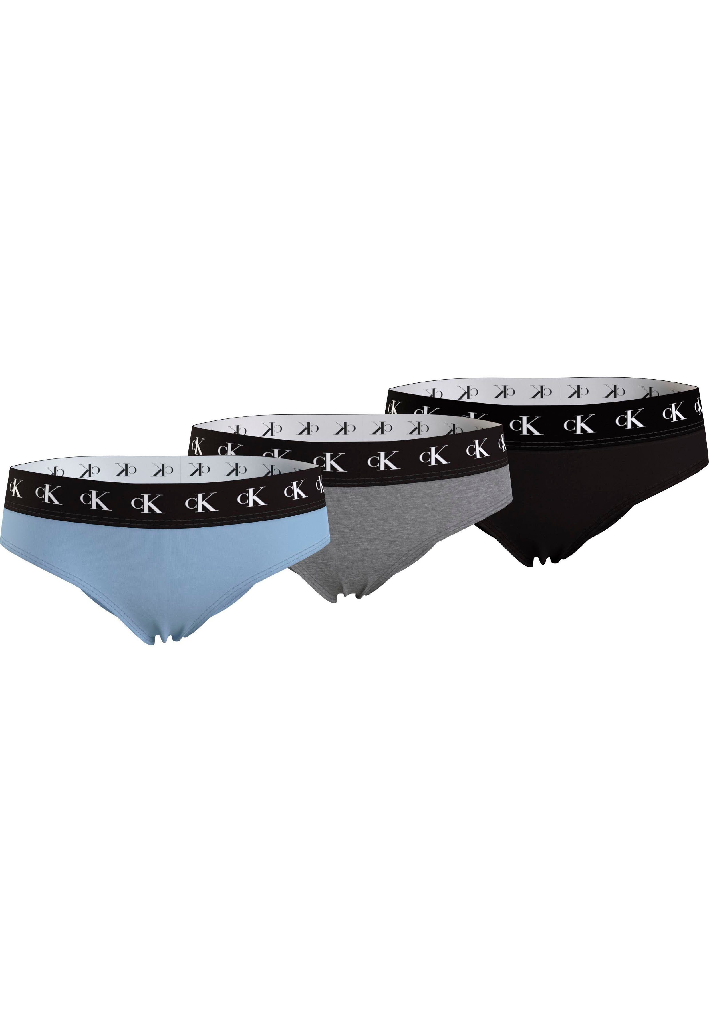 3PK Bikinislip Klein Markenlabel Underwear Calvin 3-St., 3er-Pack) (Packung, am BIKINI Bund mit