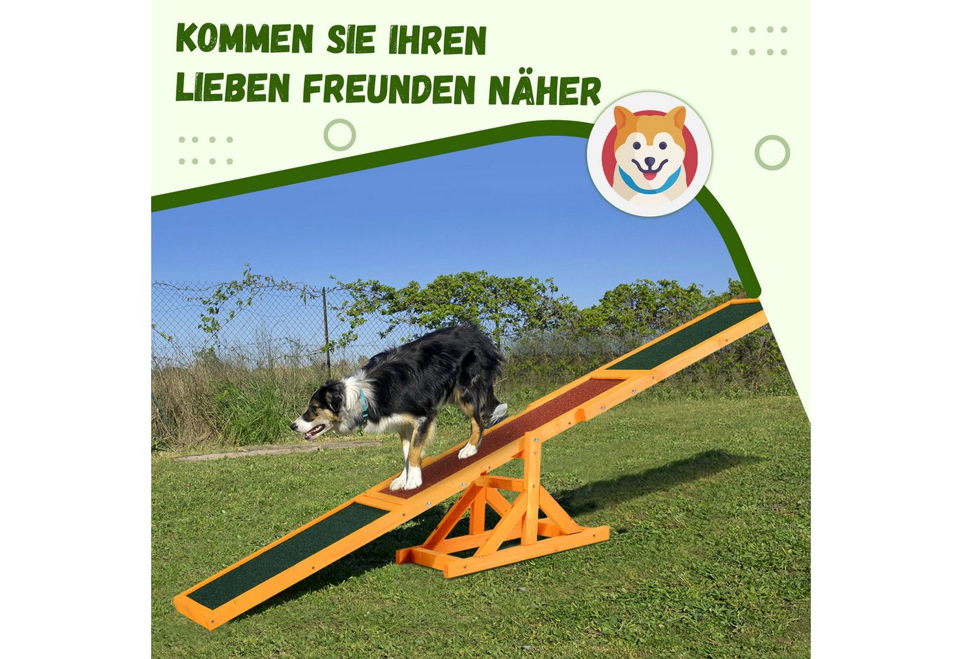 Thumbnail - MC Star Hunderampe Agility Wippe für Hunde 180x30x30 cm, ideale Welpenspielzeug (für Hundesport und Training)