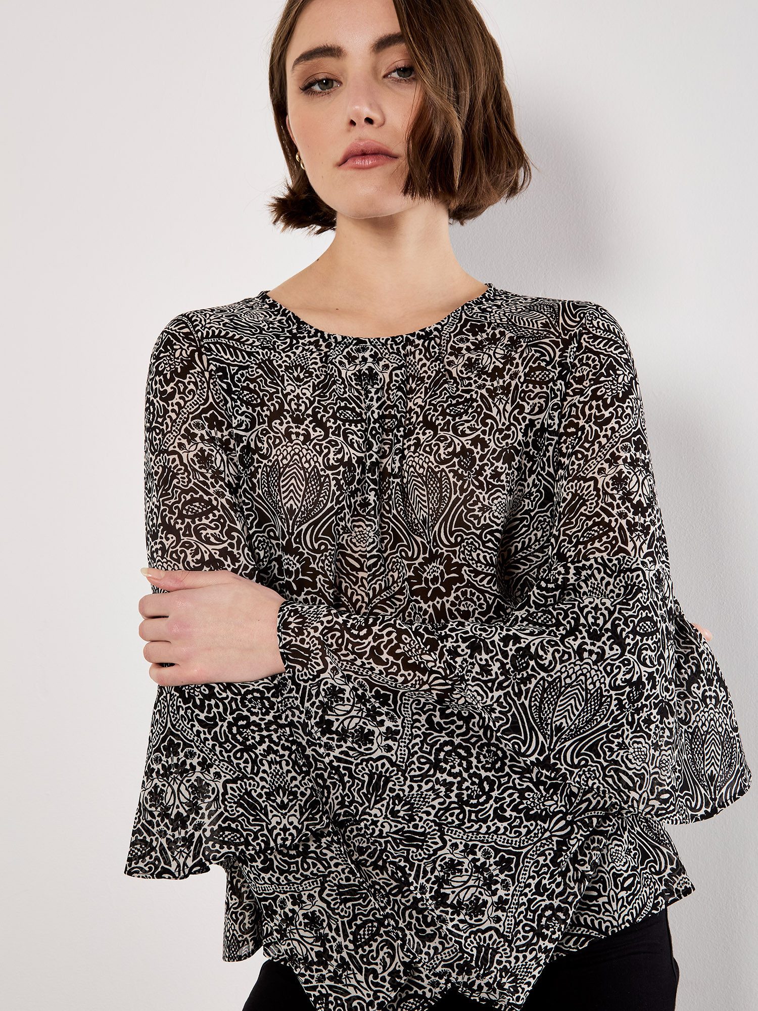 Apricot Rüschenbluse Leichte Bluse mit Rüschenärmeln