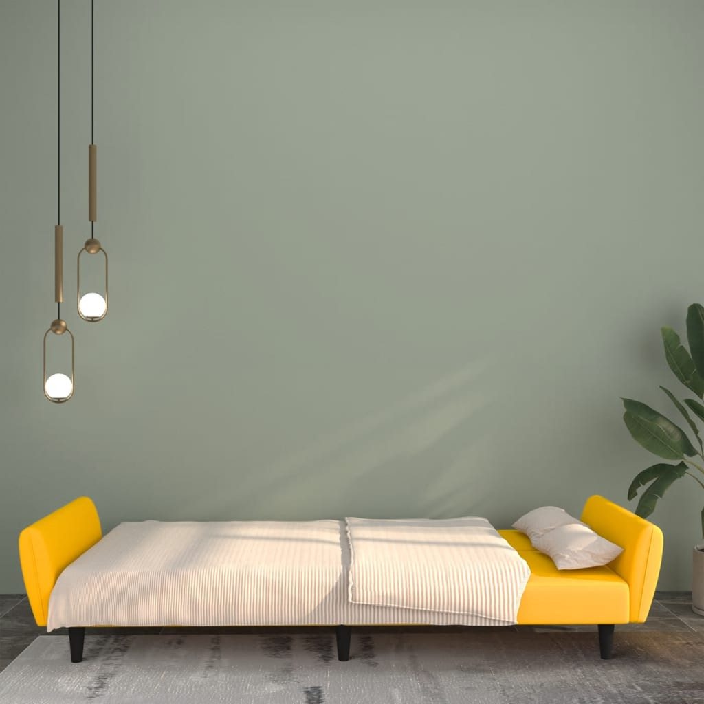 vidaXL Sofa Schlafsofa 2-Sitzer Gelb Samt günstig online kaufen