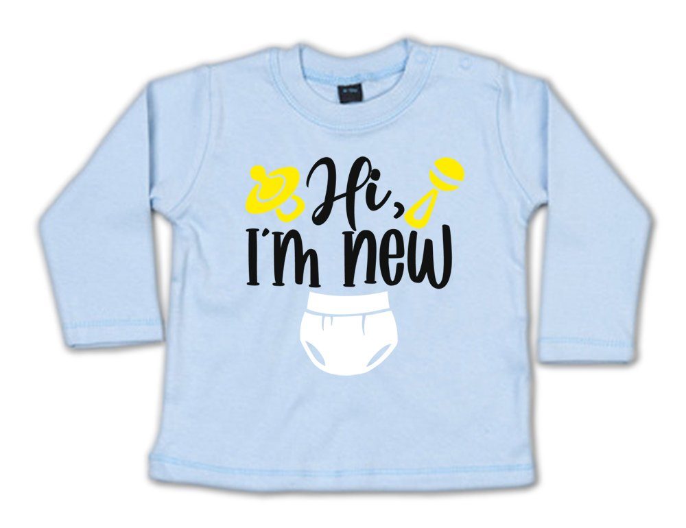 G-graphics Longsleeve Hi, I´m new Baby Sweater / Longsleeve T mit Spruch zur Geburt / Babyparty