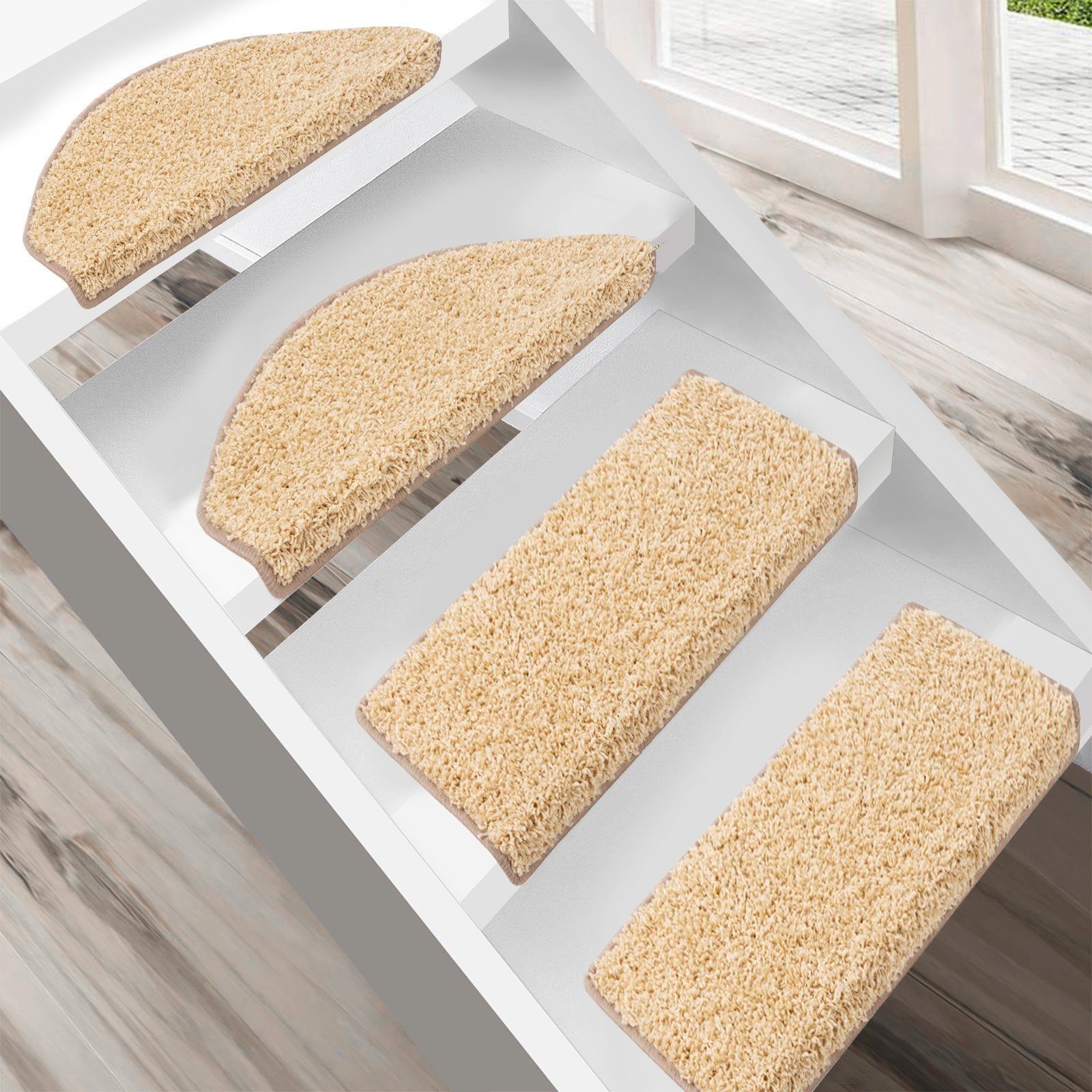 Floordirekt Stufenmatte Shaggy Barcelona mit Klebestreifen, Trittschalldämm günstig online kaufen