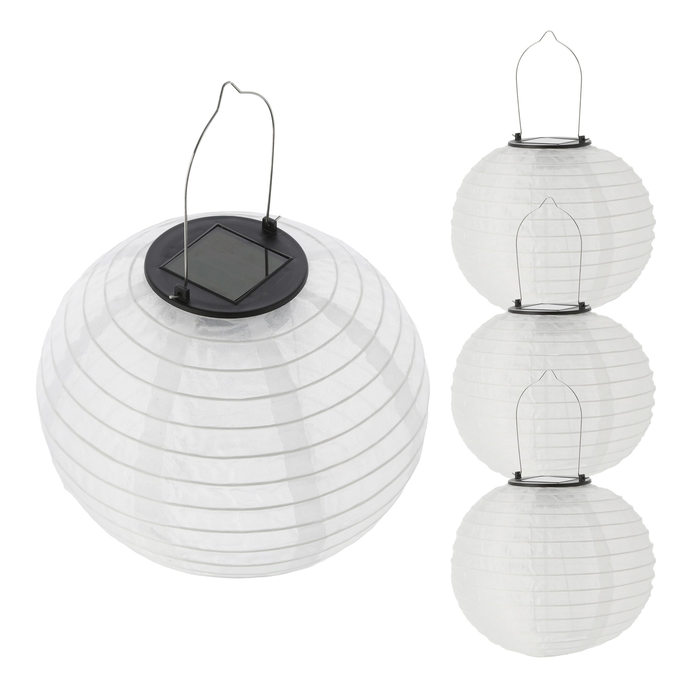Spetebo LED Gartenleuchte LED Solar Lampion aus Nylon - Set, Einschaltautomatik, LED, warm weiß, Garten Deko Beleuchtung warm weiß