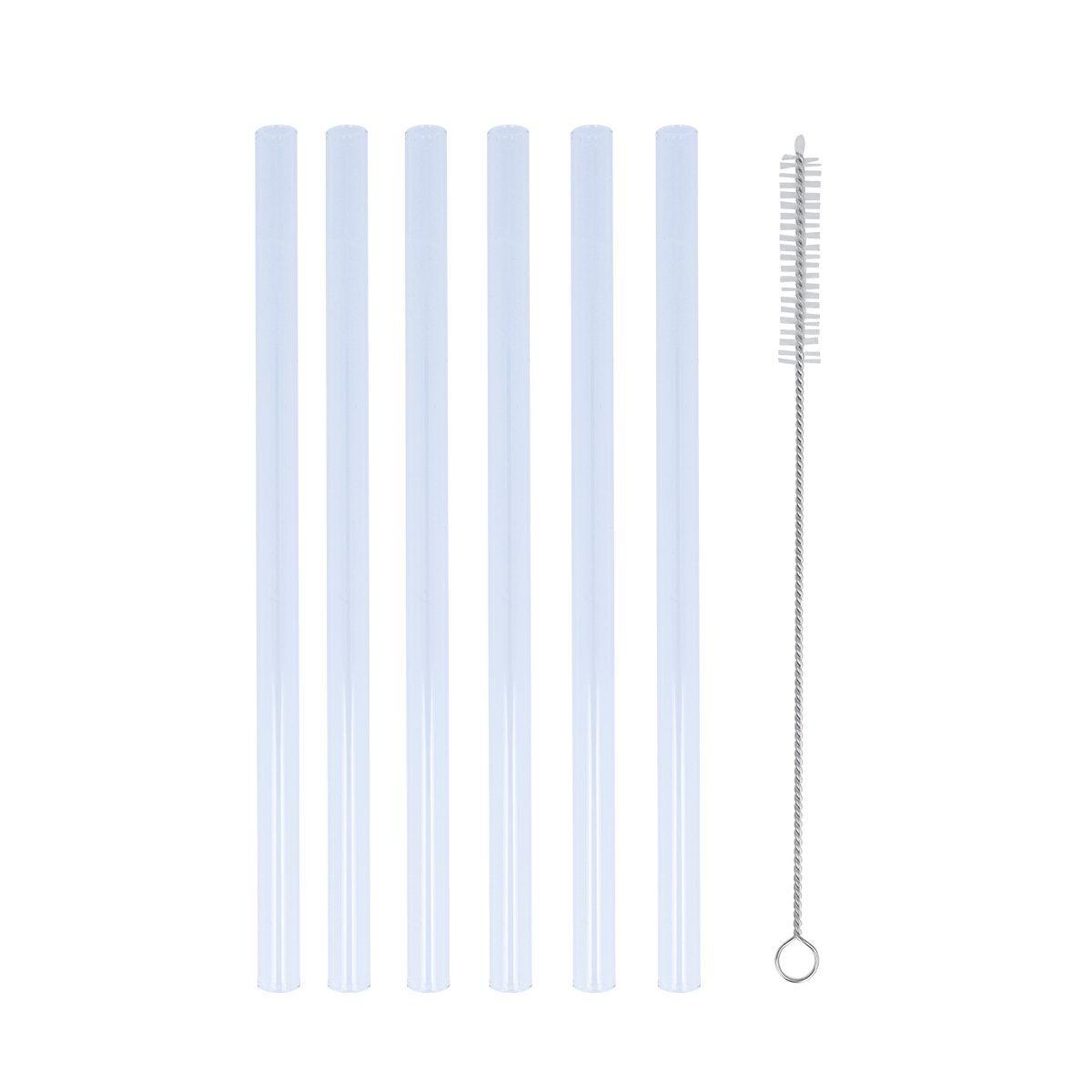 EUROHOME Trinkhalme Glasstrohhalme Set 20 cm mit Reinigungsbürste, (7-tlg., 7-teiliges Set Strohhalme Glas), Trinkhalme - Strohhalme wiederverwendbar – Bild 4 von 5
