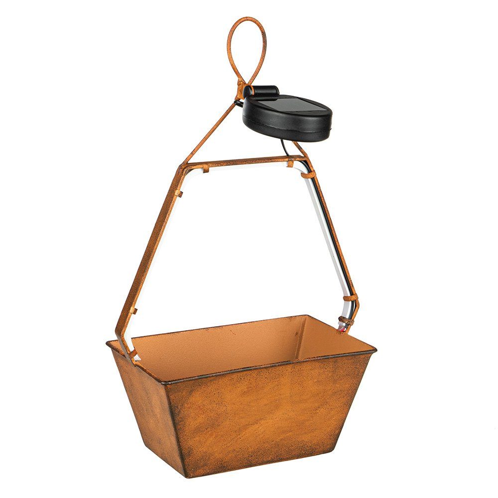 Haushalt International LED Solarleuchte, LED-Leuchtmittel fest verbaut, Warmweiß, Solarlampe Außenleuchte Terrassenlampe Gartendeko Korb rost LED L 20cm
