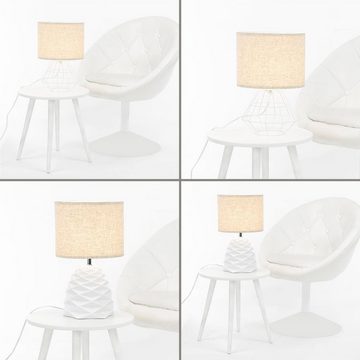 Licht-Erlebnisse Lampenschirm BASIC, Stoffschirm mit Klettverschluss Ø25cm Adapter für E14 E27 Creme