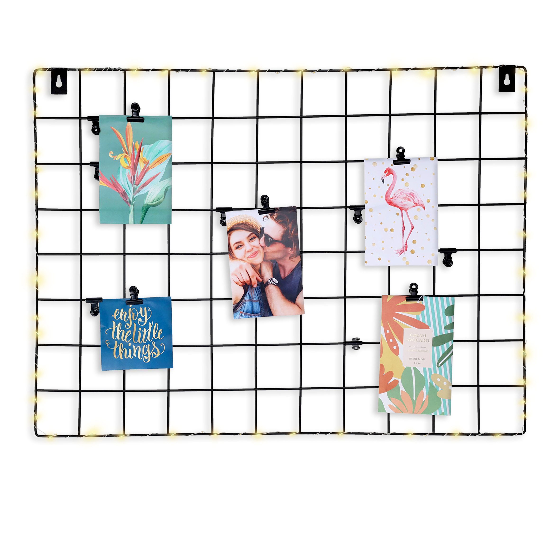 Spetebo Bilderrahmen Metall Gitter Fotorahmen schwarz mit LED Beleuchtung - günstig online kaufen