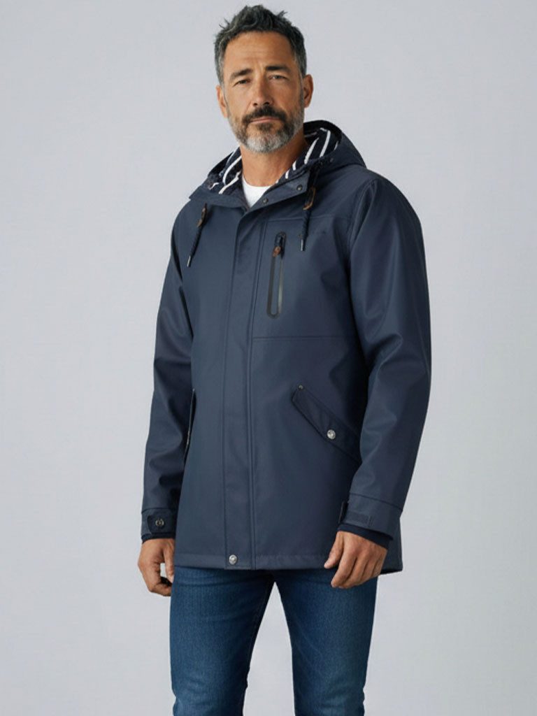 Regenjacke Lübeck Herren PU-Parka - Outdoor-Jacke Mantel Wasserdicht & Winddicht