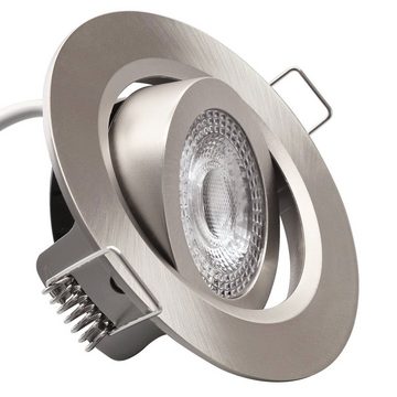 Maxkomfort LED Einbauleuchte LUMAX, LED fest integriert, warmweiß, 3000K, warmweiß, dimmbar, einbauspot, deckenspot, rund, 400 lumen, schwenkbar, flach
