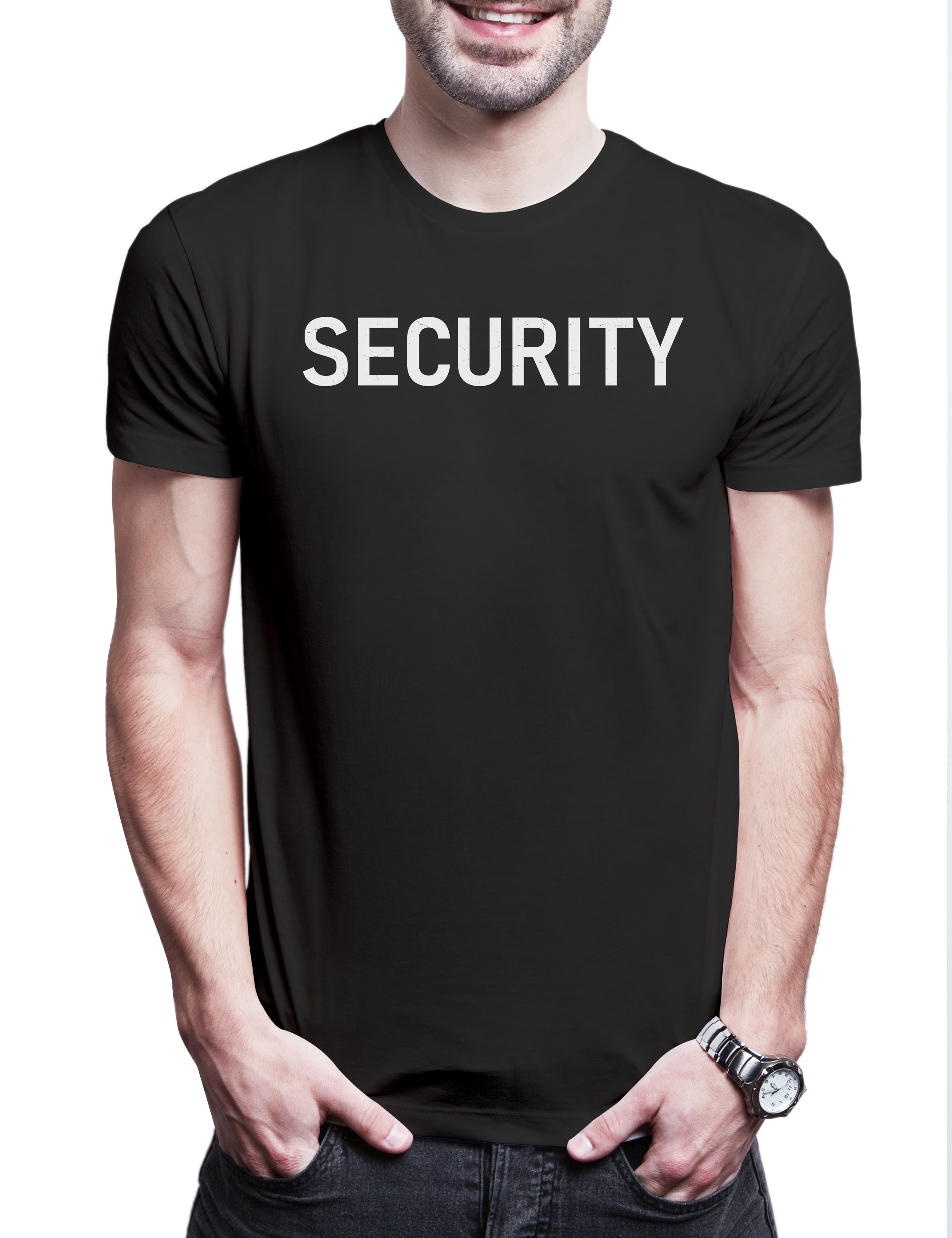 Print-Shirt Security Herren T-Shirt Kostüm Sicherheit Fasching Karneval