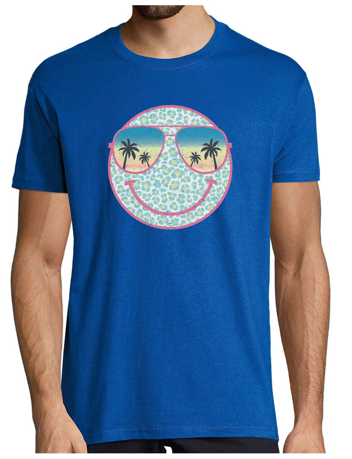 T-Shirt Herren Print Shirt - Lächelndes Sommer Gesicht Brustprint