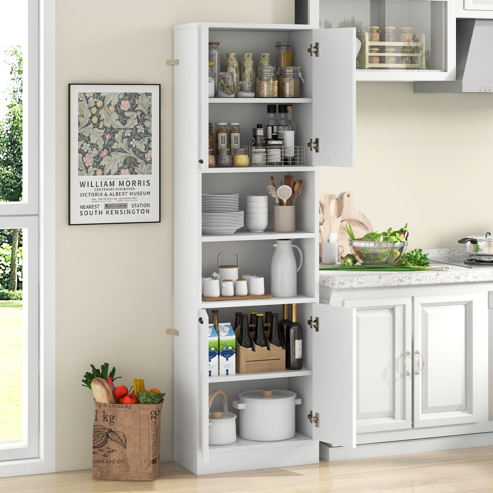 COSTWAY Küchenbuffet Küchenschrank Vorratsschrank 190cm weiß günstig online kaufen