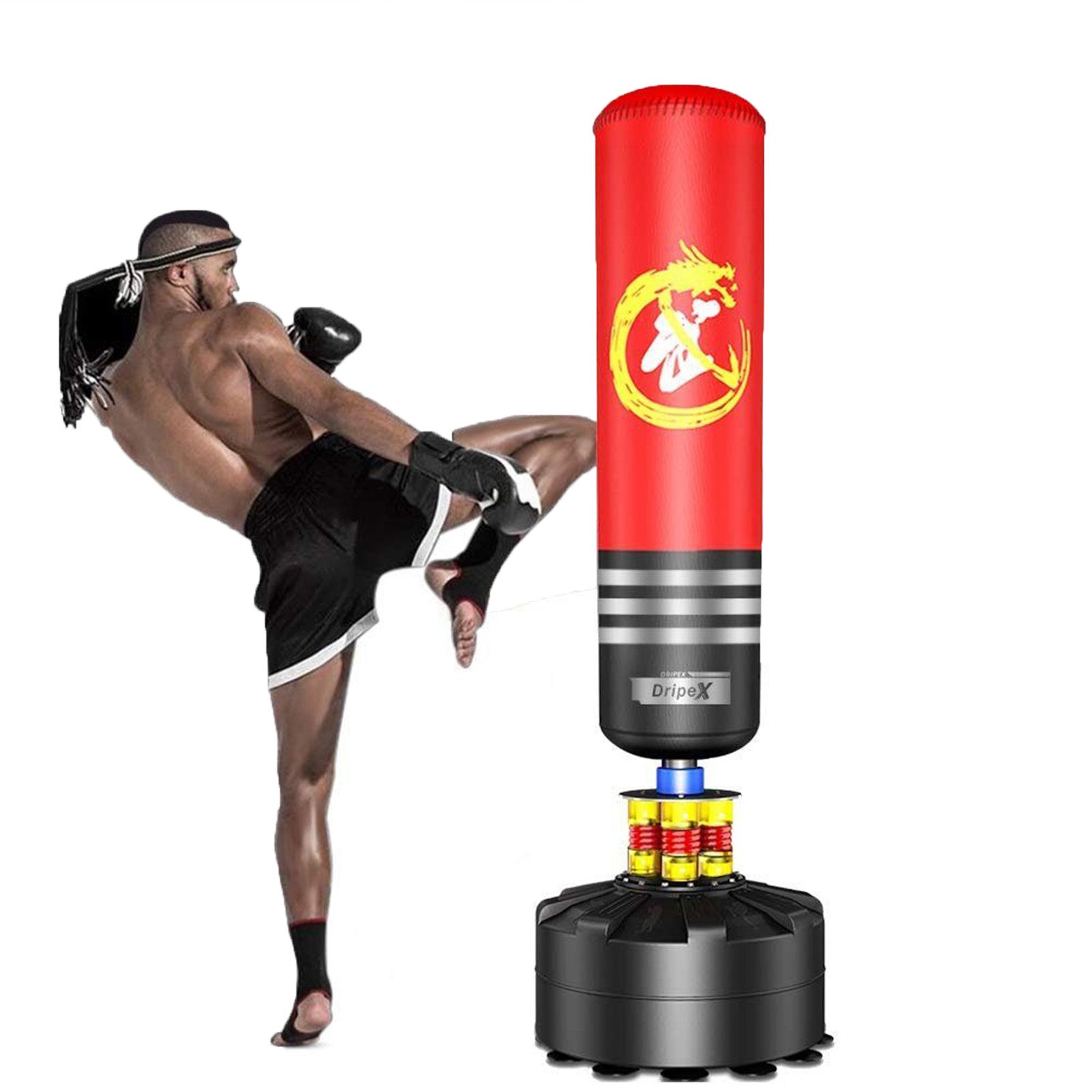 Dripex Boxsack Erwachsene Standboxsack Punchingsäcke mit Saugfuß, Stoß/Geräuschdämpfung, Reißfest, schnelles Abprallen