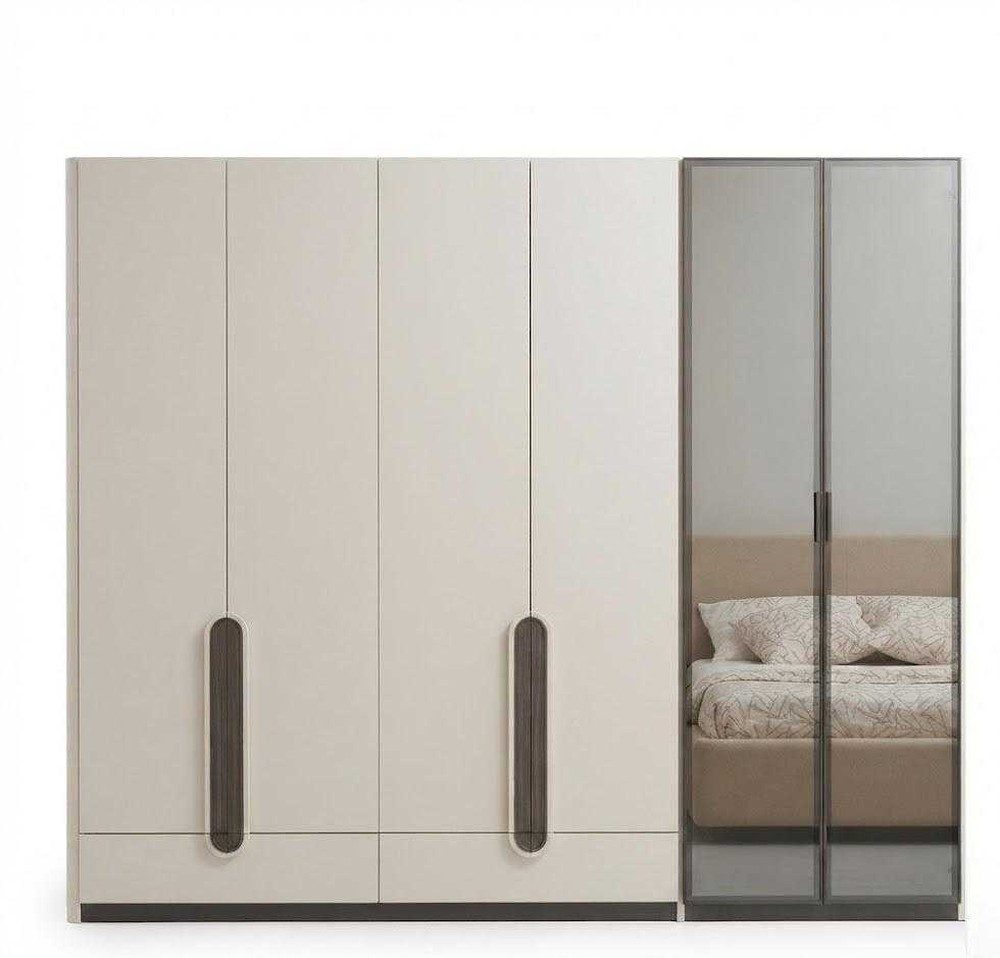 JVmoebel Kleiderschrank Kleiderschrank Beige Holz Metall Glas Modern Design Stauraum Flur (1-St., 1-tlg)