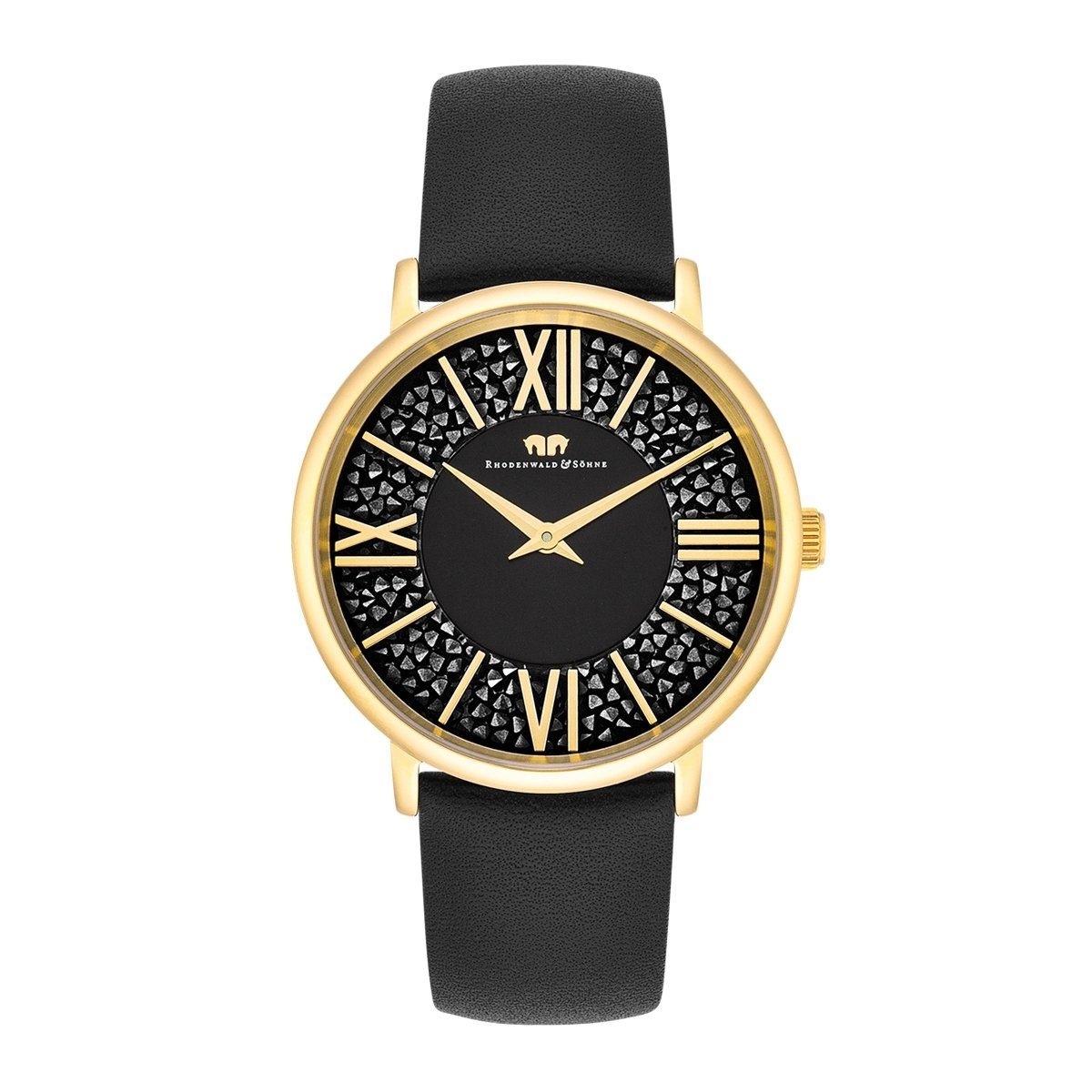 Rhodenwald & Söhne Quarzuhr Pamina schwarz, verziert mit Kristallen