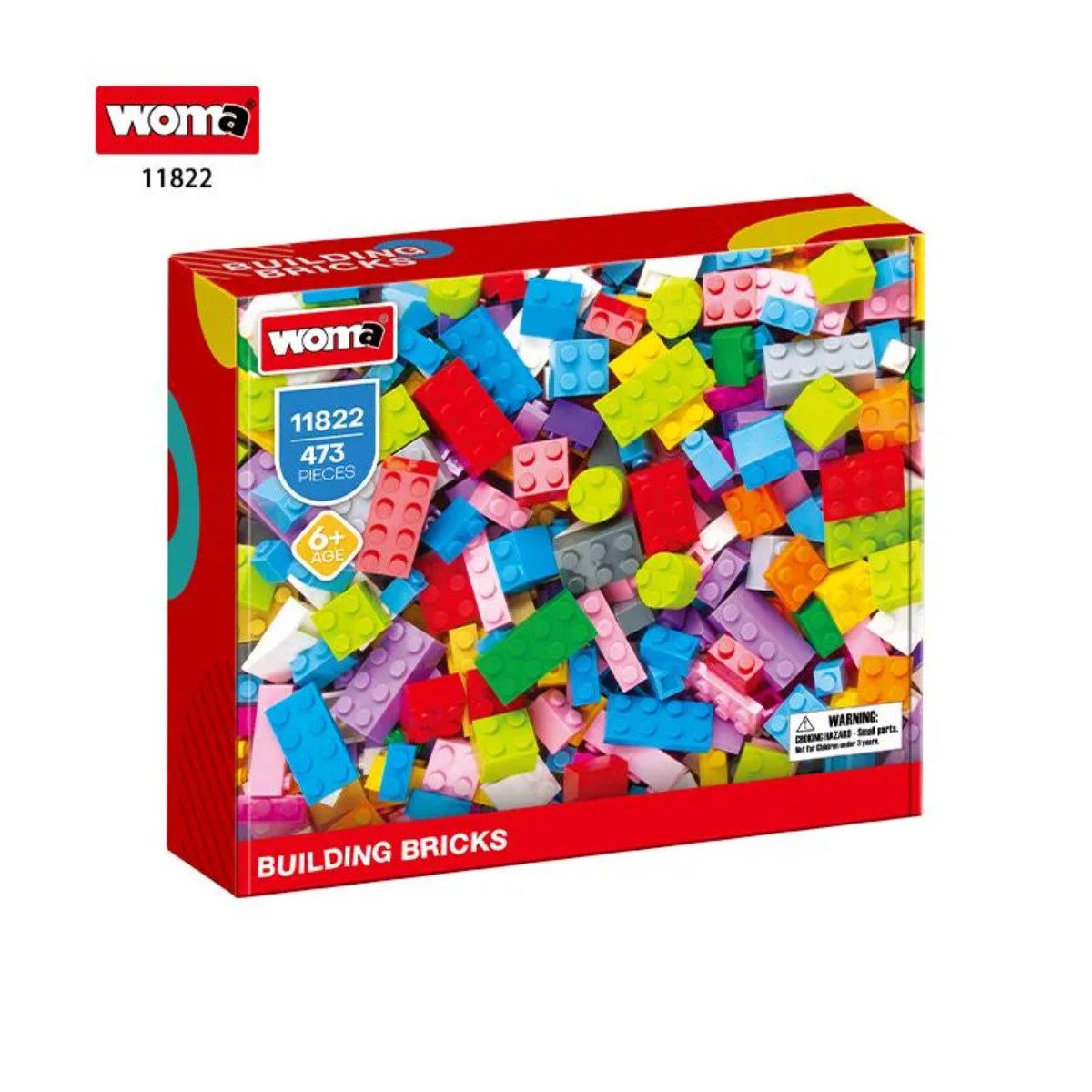 Woma W11822 Spielbausteine, (Kreativset, 473 St., Kreativ-Bauset mit 473 verschiedenfarbigen Klemmbausteinen), 473 vielseitige Bausteine für freie kreative Konstruktionen