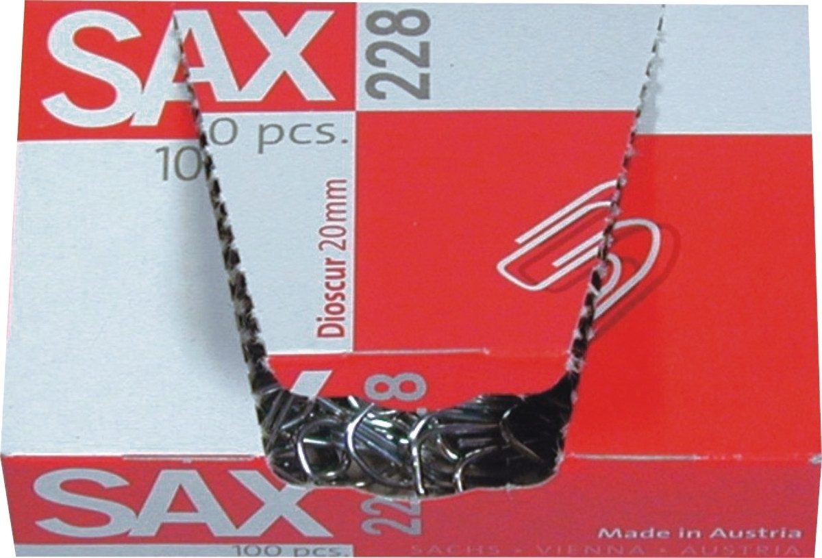 SAX Büroklammer Briefklammern verzinkt 20mm VE=100 Stück