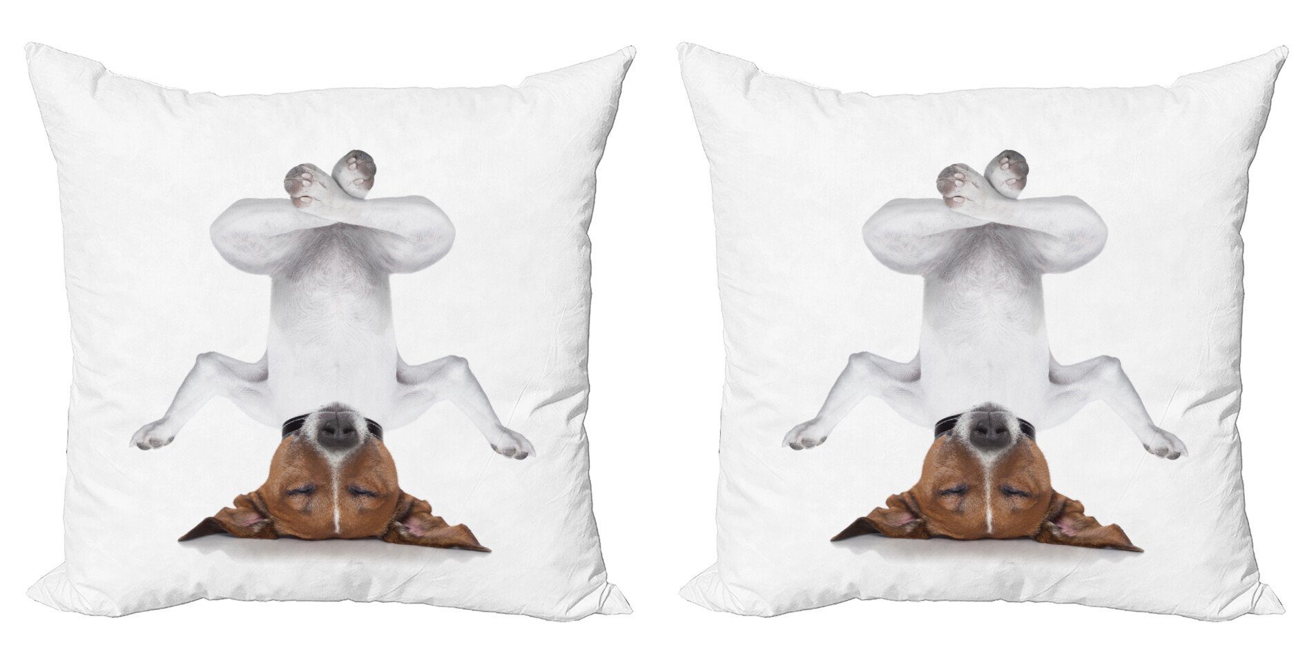 Kissenbezüge Modern Accent Doppelseitiger Digitaldruck, Abakuhaus (2 Stück), Lustig Gedreht Hund Entspannen