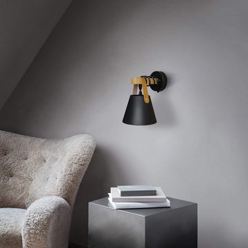 ZMH Wandleuchte »Schwarz Vintage Wandlampe Holz E27 Industrie Innenbeleuchtung«, LED wechselbar