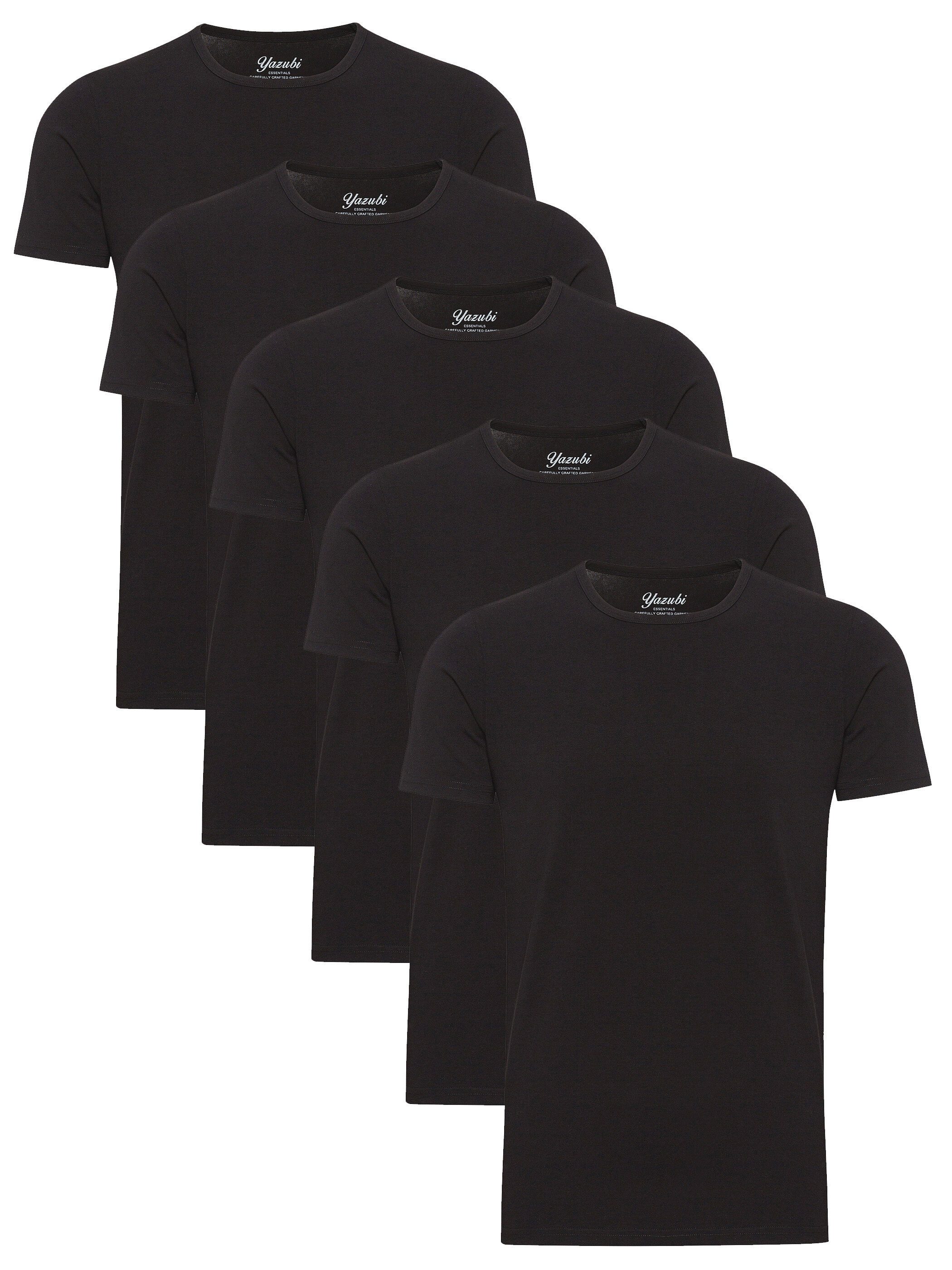 Yazubi T-Shirt Set Herren Basic Regular Fit 5er-Pack (Packung, 5-tlg., 5er-Pack) Baumwolle mit Stretch, Rundhals, Kurzarm, Unterziehshirt, weich