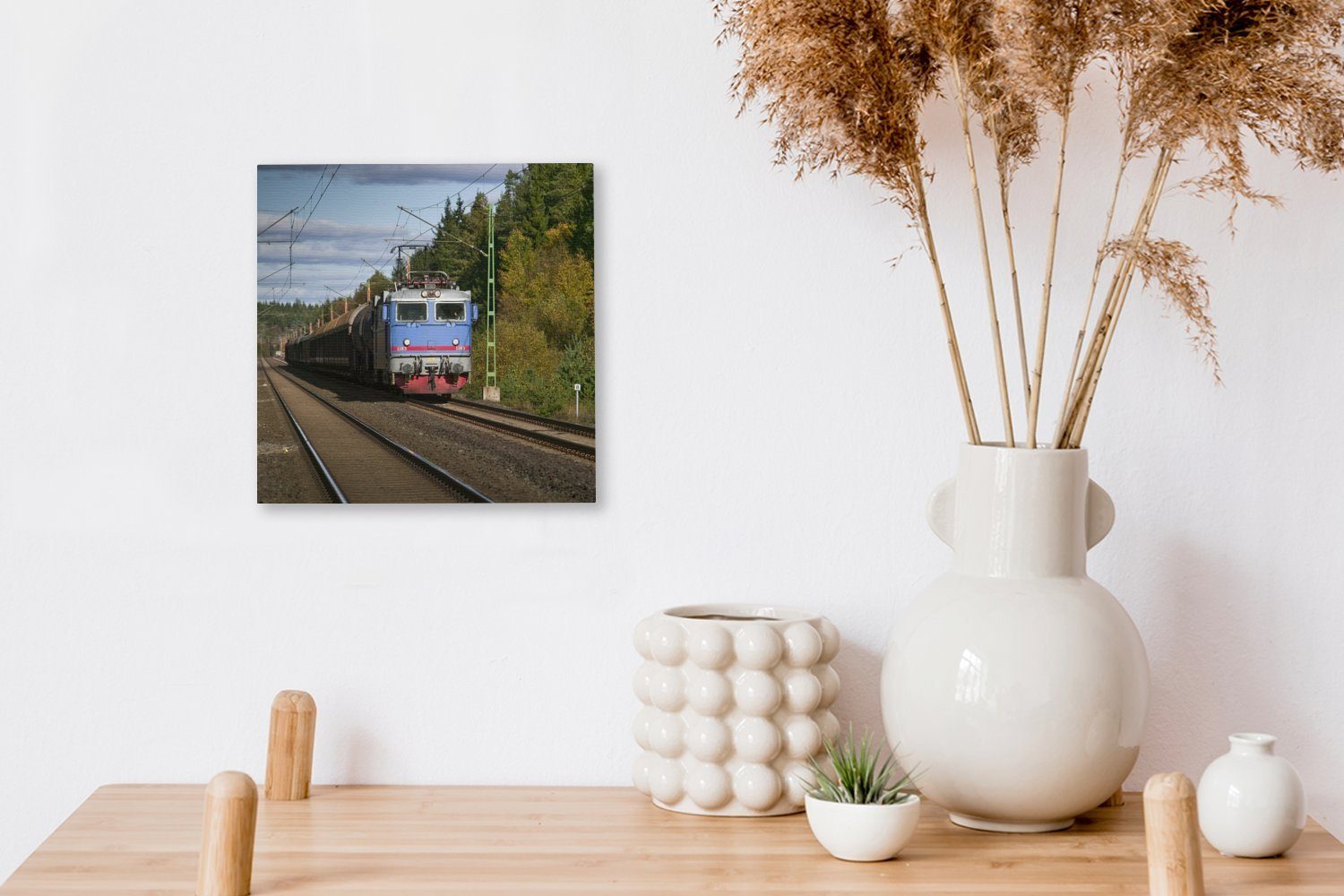 für Schlafzimmer Leinwand einer auf (1 Bilder St), Zug OneMillionCanvasses® Wohnzimmer Ein Leinwandbild Eisenbahnstrecke,