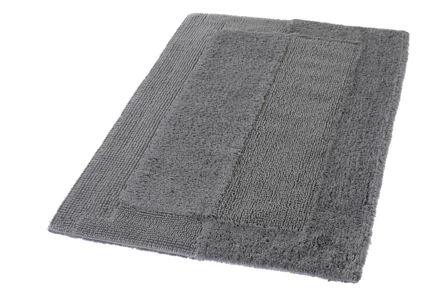 Kleine Wolke Badematte Havanna, Badvorleger, Badezimmer Teppich, Höhe 16 mm, fußbodenheizungsgeeignet, Baumwolle, rechteckig, Badteppich, Uni Farben, Hoch-Tief Effekt, mit Bordüre