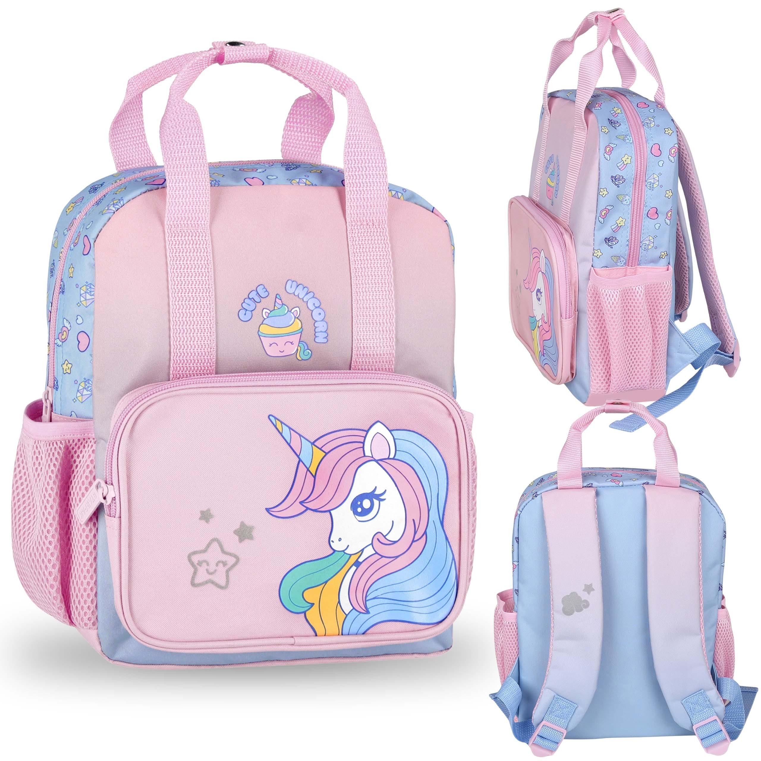 Sarcia.eu Schulrucksack EINHORN Rucksack für Mädchen, REISERUCKSACK mit Reflektoren 29x23x9cm