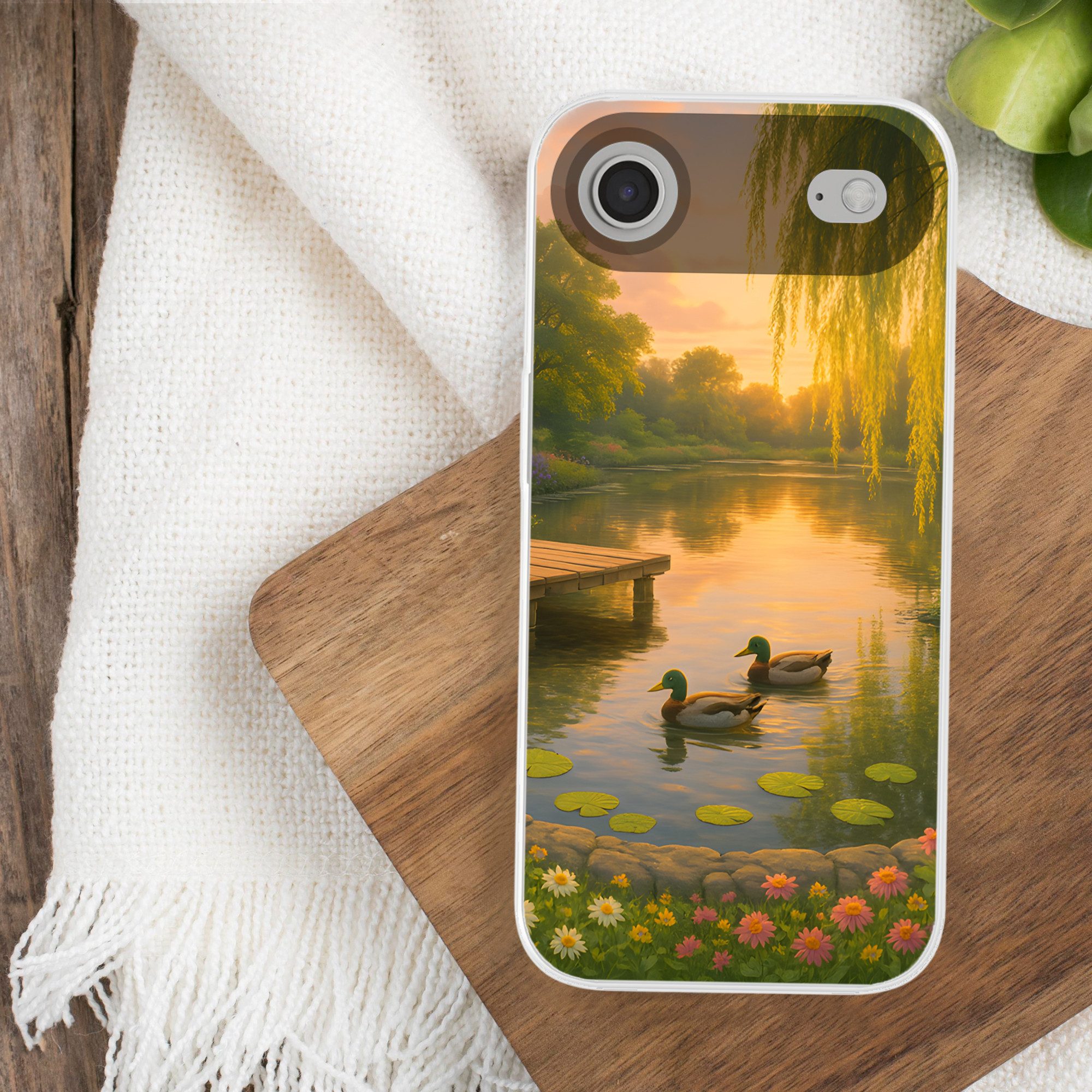MuchoWow Handyhülle für Apple iPhone Air Enten - Teich - Blumen, Smartphone-Bumper, Print, Handy Schutzhülle Dünn