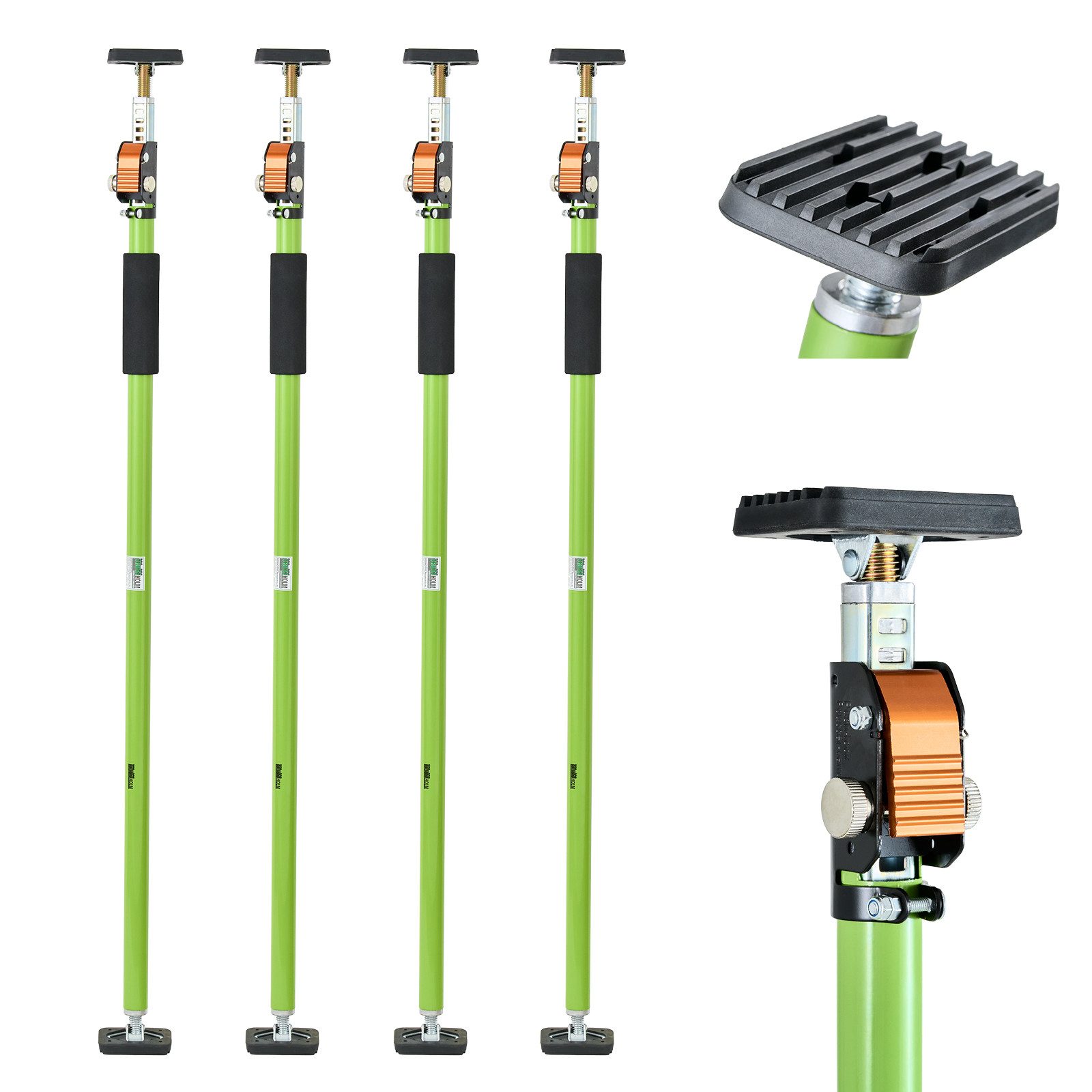 TRUTZHOLM Montageklemme 4x Einhandstütze 110–203 cm Montagestütze 60 kg höhenverstellbar, B: 8.5 cm, L: 203 cm, (Stück, 4-tlg., bis 203 cm), materialschonend
