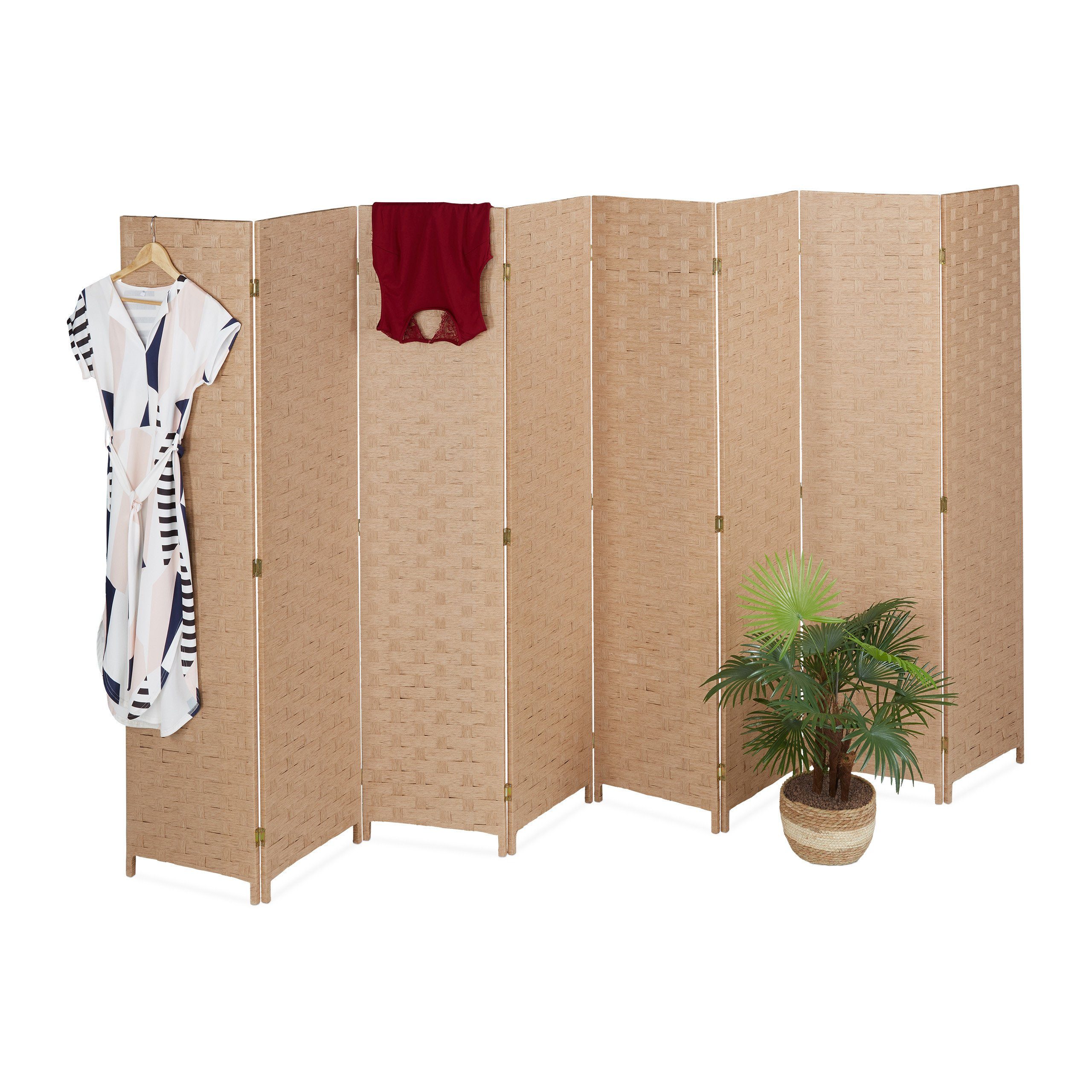 relaxdays Paravent 8 teilig in Natur