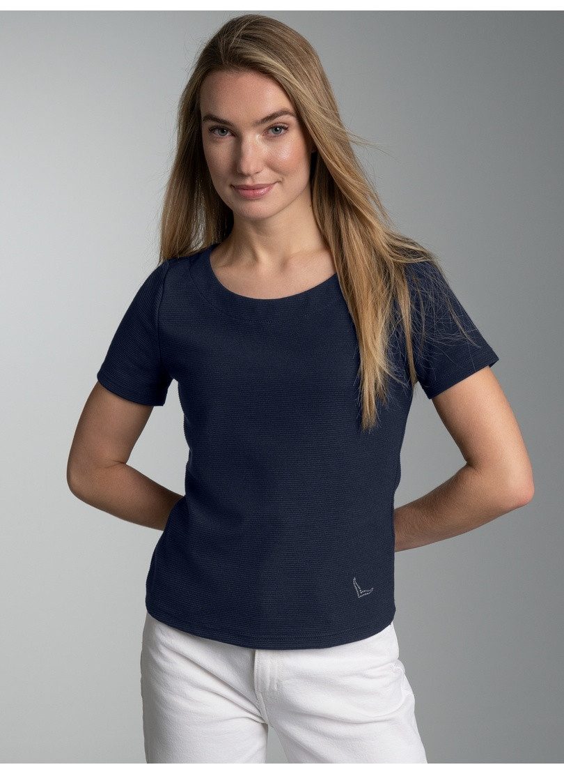 Trigema Sweatshirt TRIGEMA Shirt mit kurzen Ärmeln mit Kristallsteinen