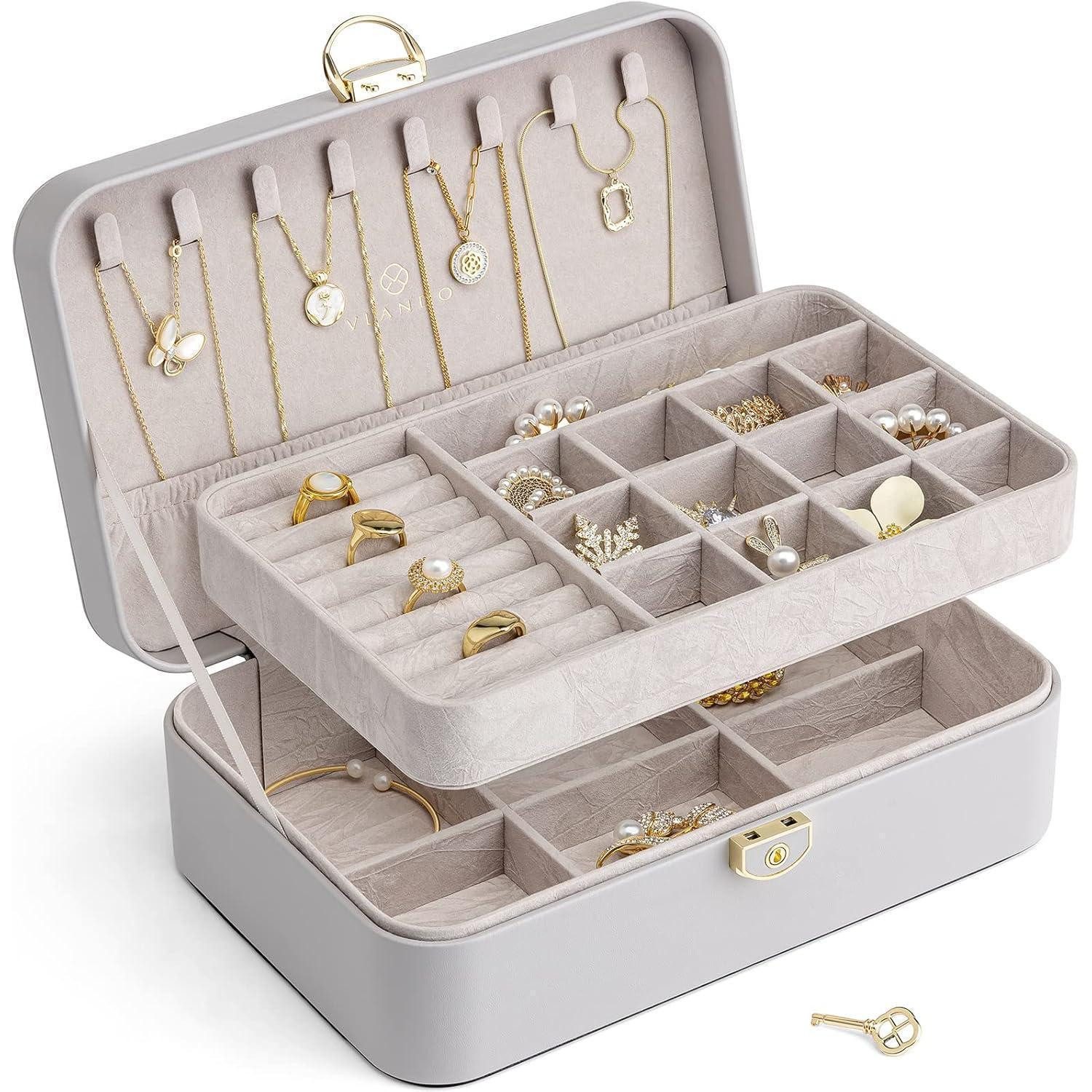 LuxusKollektion Schmuckkasten Schmuckkästchen Mädchen Damen Doppelschicht Abschließbar Ringe