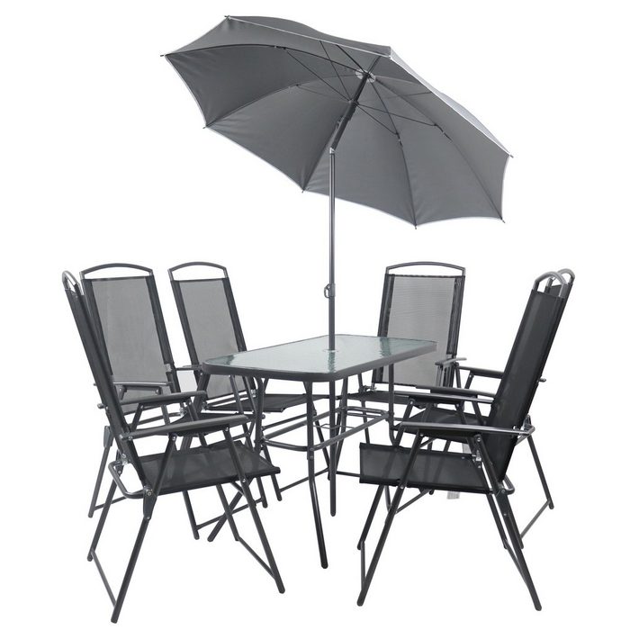 VCM Garten-Essgruppe 7-tlg Sitzgruppe Gartenmöbel Tisch Stühle Set 110 (7-tlg)