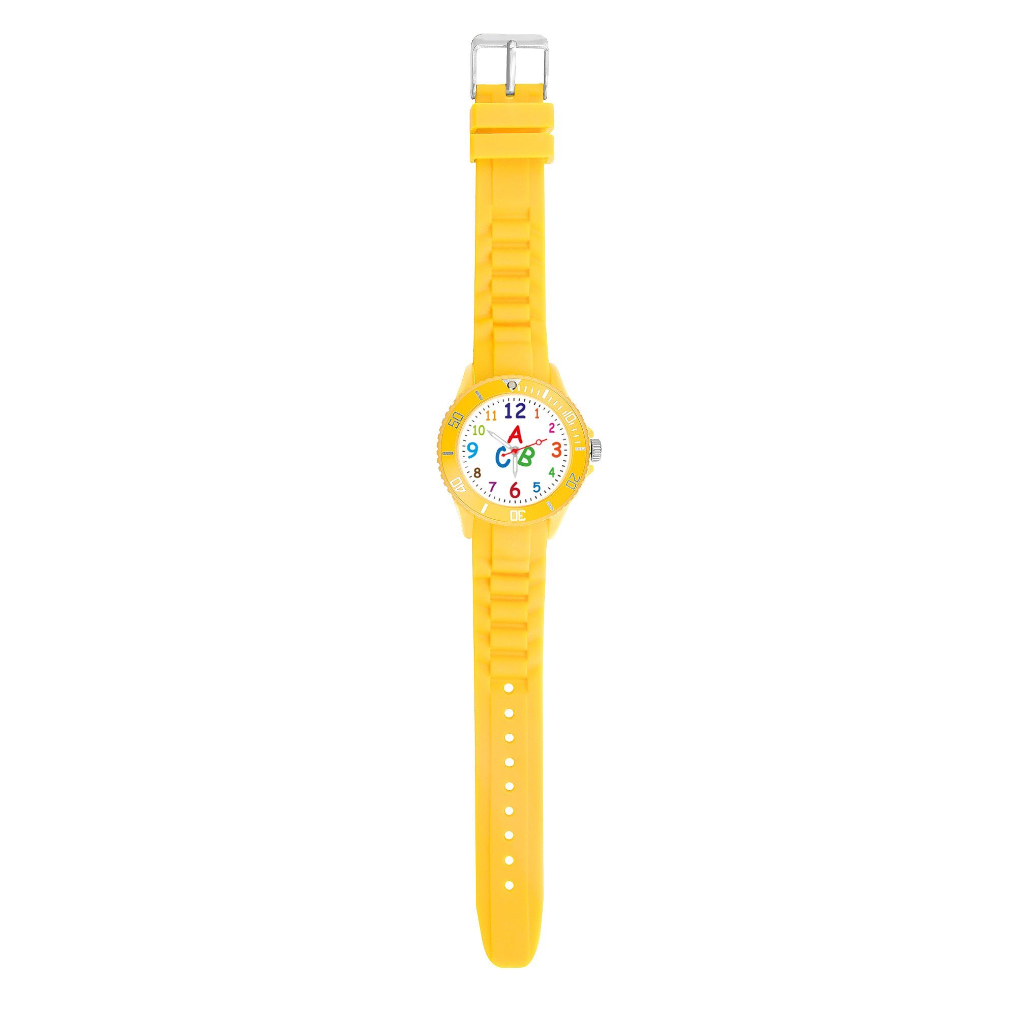 Taffstyle Quarzuhr Kinder Armbanduhr Silikon Lernuhr Zahlen Uhr Bunt, Bunte ABC Silikonuhr Farbige Sportuhr Kinderuhr 34mm Analog Quarz
