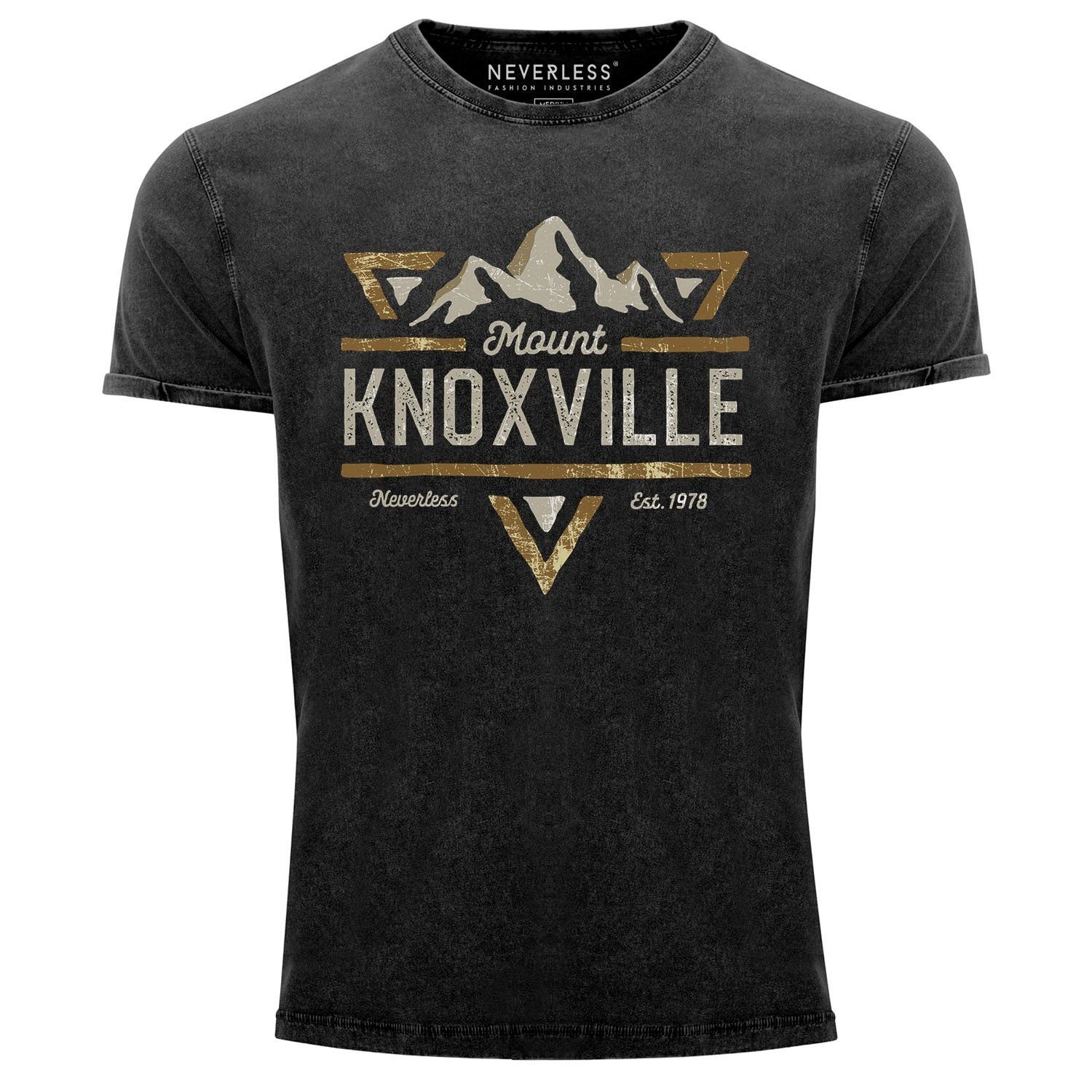 Print-Shirt Neverless® Herren T-Shirt Vintage Shirt Printshirt Mountain Berge