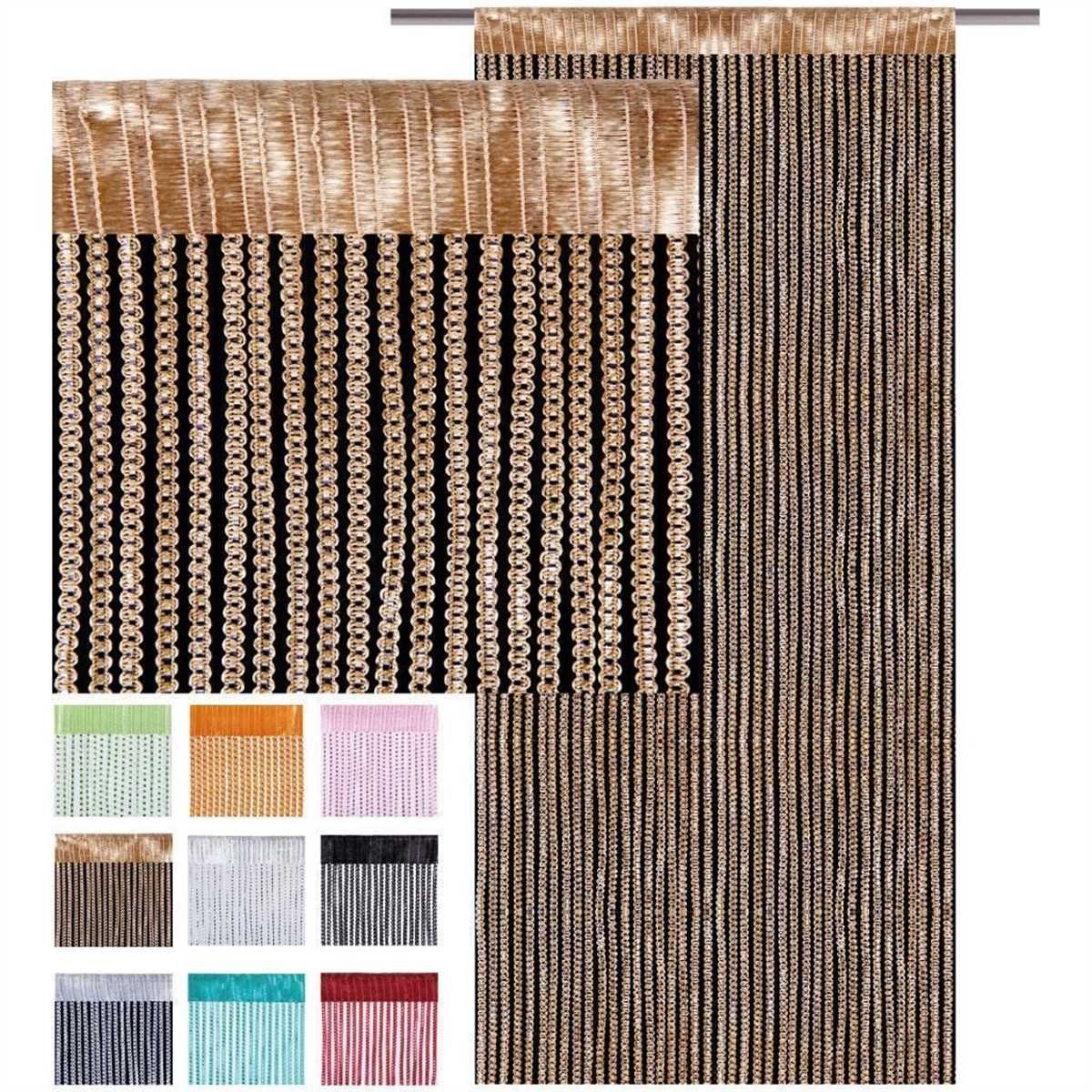 Bestlivings Fadenvorhang, Stangendurchzug, halbtransparent, Fadengardine mit Stangendurchzug (90 x 200cm bis 300 x 250cm)