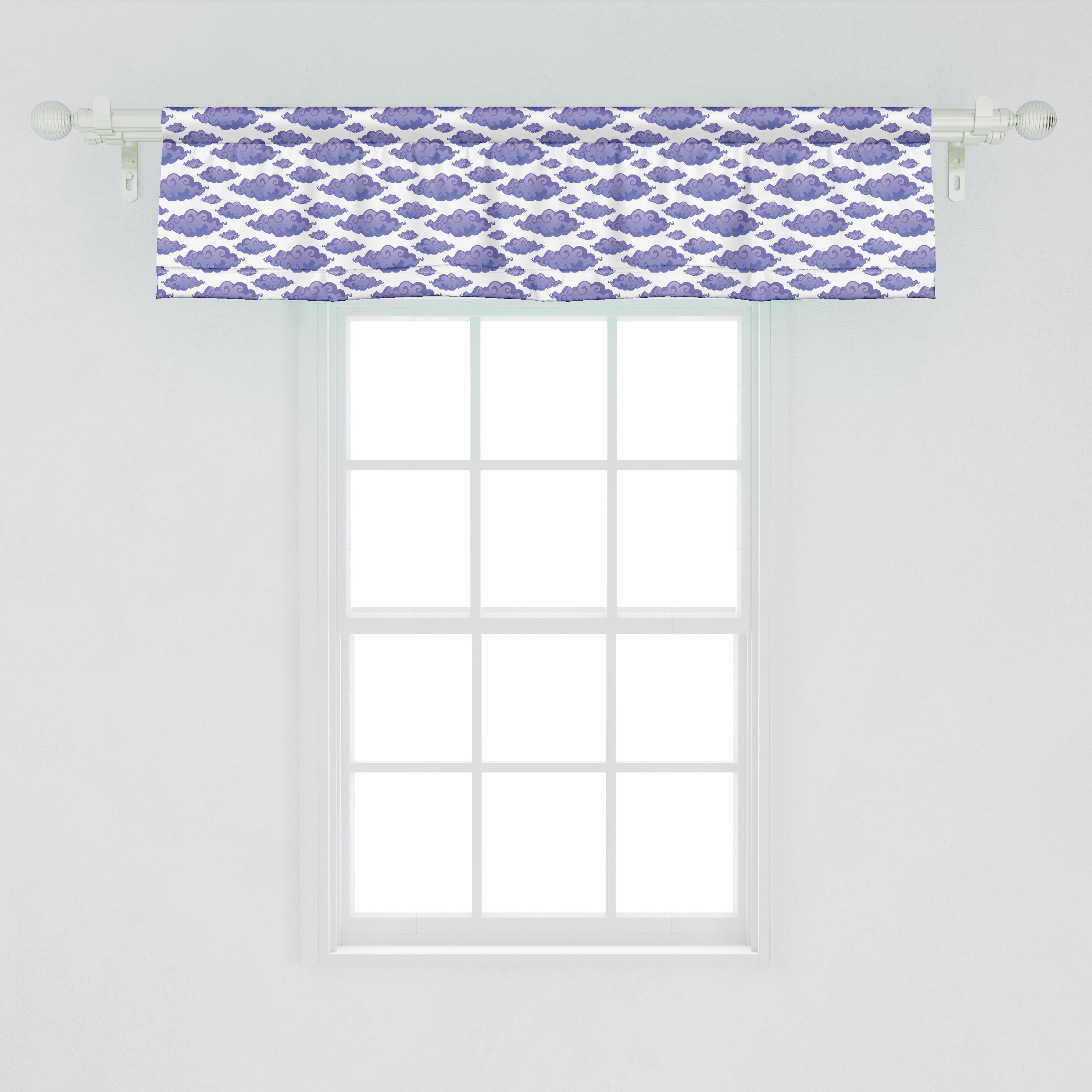 Scheibengardine Vorhang Volant Microfaser, mit für Küche Abakuhaus, Stangentasche, Dekor Schlafzimmer Kindergarten Cartoon Wolken Curly