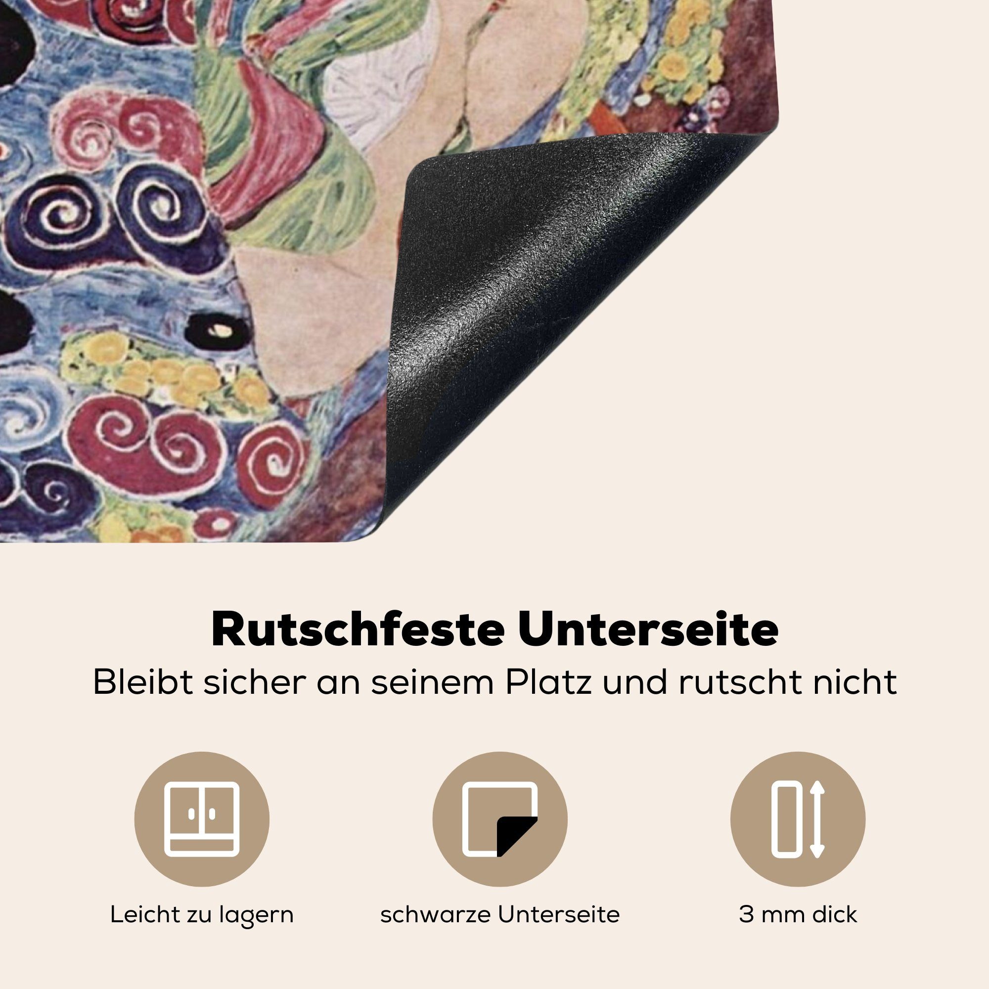 MuchoWow Ceranfeldabdeckung Induktionsmatte Gustav Klimt, Herdblende-/Abdeckplatte die für 59x52 küche, tlg), cm, Die - Vinyl, Jungfrau (1