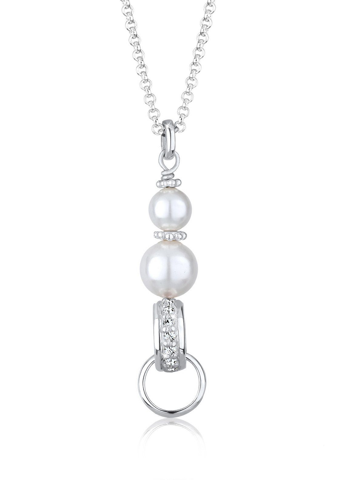 Elli Charm-Einhänger Charmträger Synthetische Perle Weiß 925 Sterling Silber, Charmträger