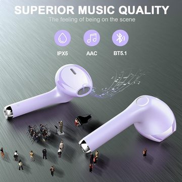 yobola Kabellos Bluetooth 5.1 HiFi Stereoklang, IPX5 Wasserdicht In-Ear-Kopfhörer (Universelle Kompatibilität mit den meisten Bluetooth-Geräten für nahtlose Verbindung., Touch Control,Kopfhörer Eingebautes Mikrofon für Smartphone)