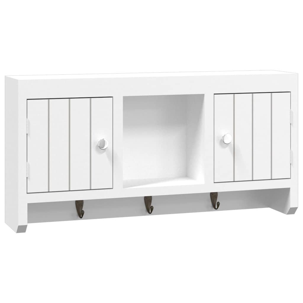 vidaXL Schlüsselkasten Schlüsselschrank Weiß 40x8,5x20 cm Holzwerkstoff & Stahl (1 St)