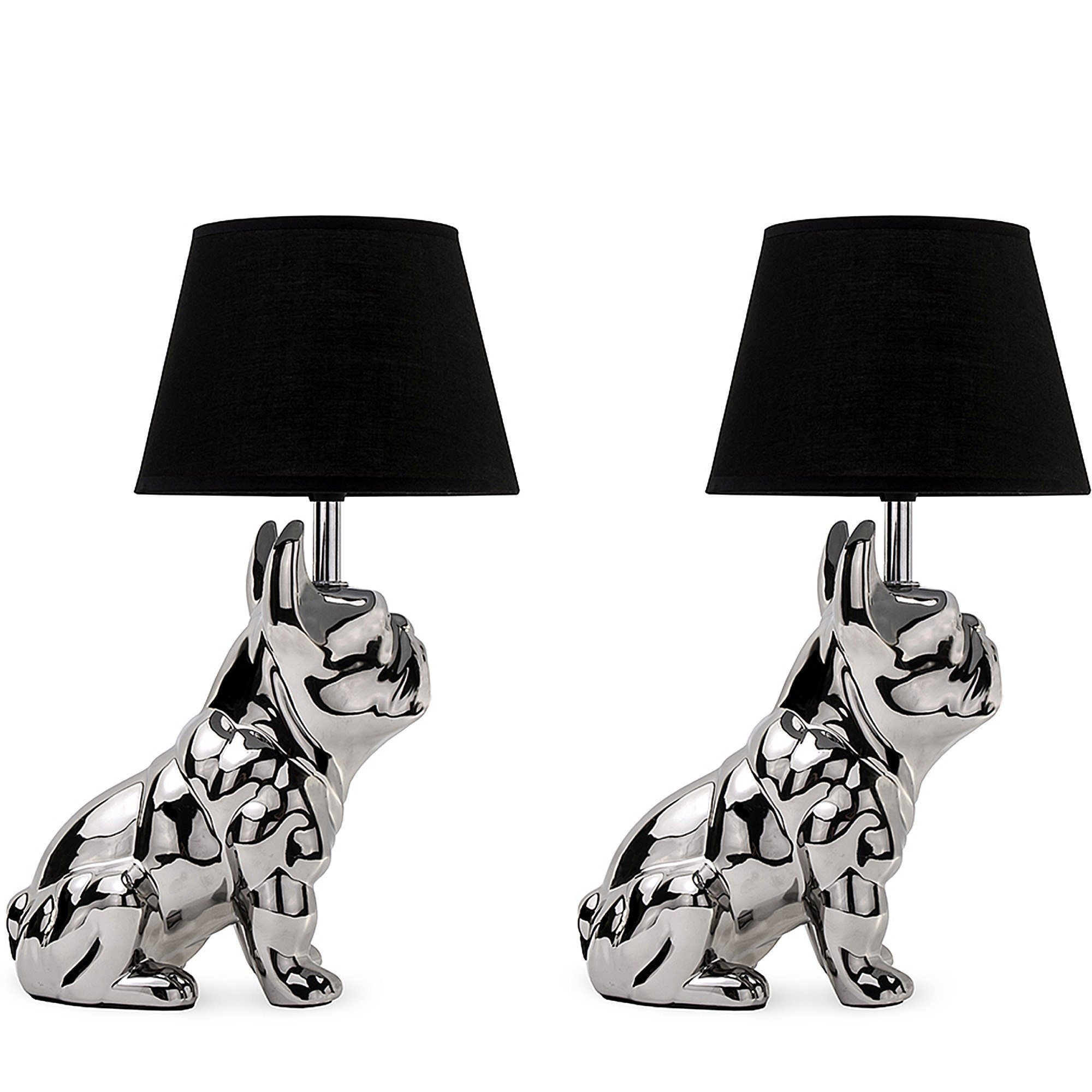 Stück Leuchtmittel, Lampenfuß FODIO Konsimo Tischleuchte Tischleuchten, 2 silber/schwarz, E14, in ohne Bulldog-Form,