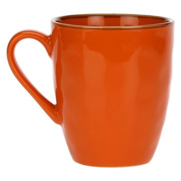 Rose & Tulpani Tasse Große Tasse Steingut Becher mit Henkel 430ml Orange, Steingut, Handgefertigt, Backofengeeignet