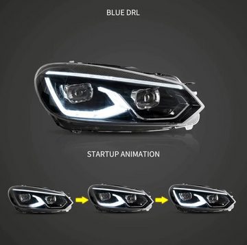 LLCTOOLS KFZ-Ersatzleuchte LED Scheinwerfer Auto VW Golf 6 Limo und Kombi 2008-2014 - Autoleuchte, LED fest integriert, 2 St., Tageslichtweiß, Voll LED Abblendlicht mit Zulassung - Hauptleuchte