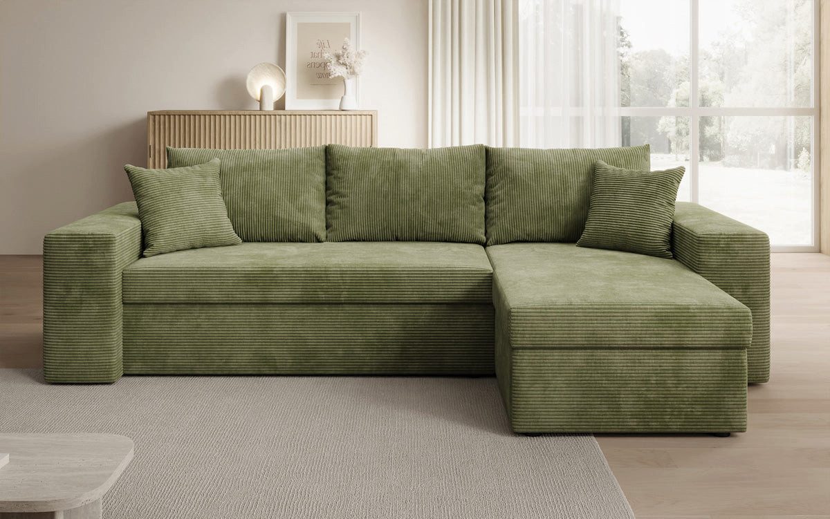 Luxusbetten24 Schlafsofa Designer Sofa Denver in Cord, mit Stauraum und Schlaffunktion