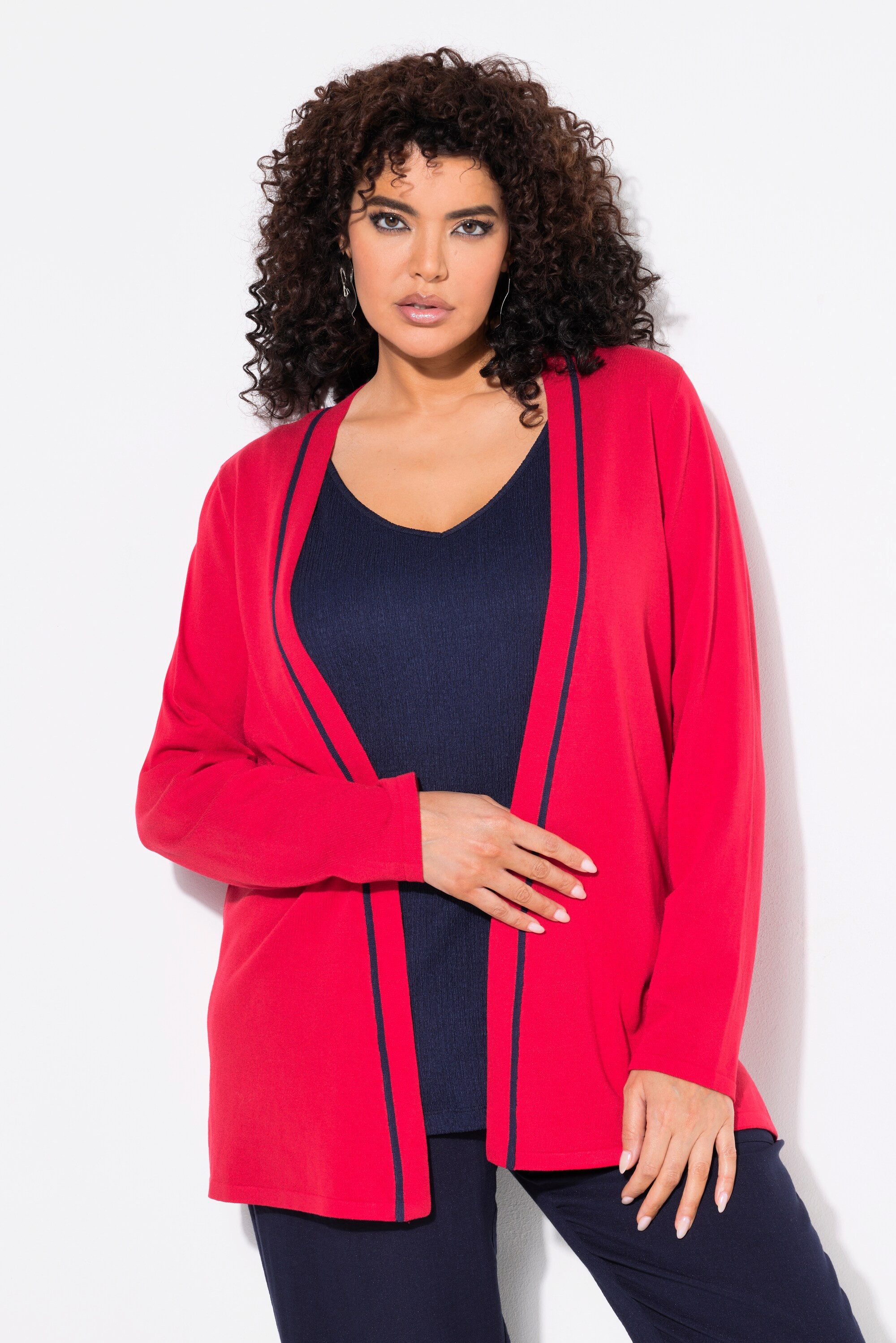 Ulla Popken Strickjacke Strickjacke Schalkragen Langarm günstig online kaufen