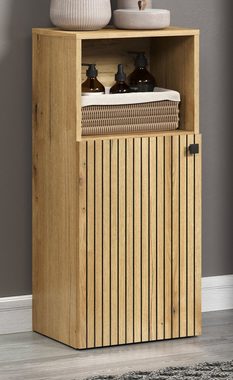 Furn.Design Badkommode Bliss (Midischrank in Evoke Eiche mit schwarz, 40 x 95 cm), Staboptik